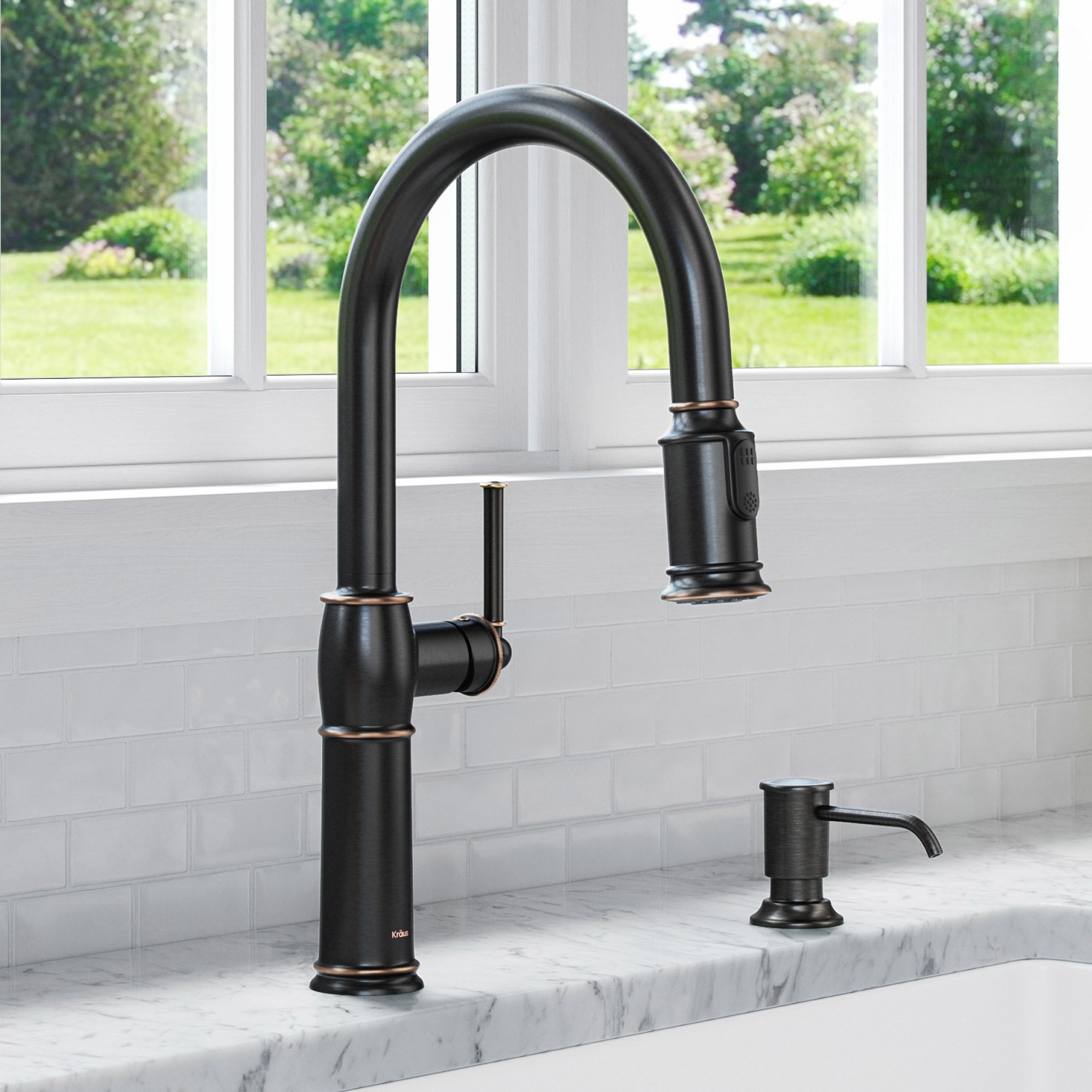 KRAUS Pull-down Kitchen Faucet and Soap Dispenser