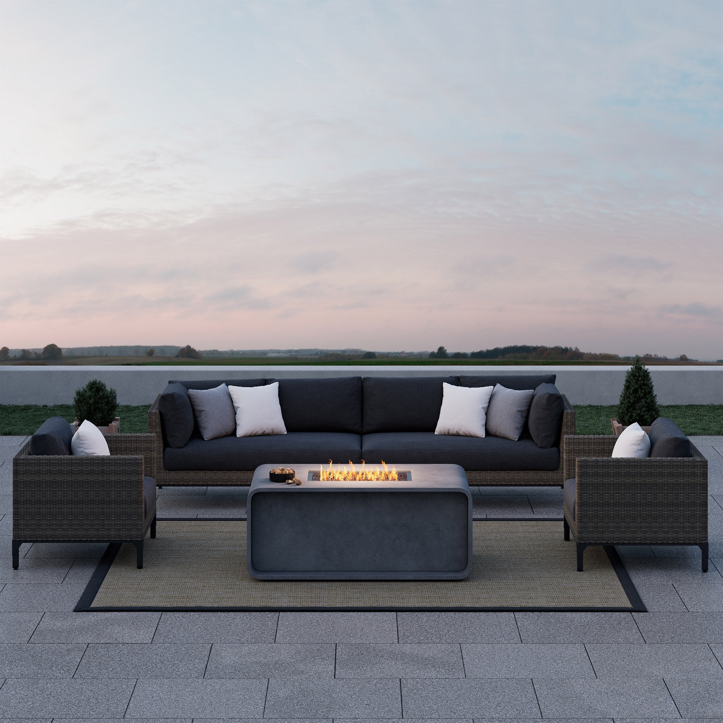 Sirio Aberdeen 5-piece Fire Outdoor Patio Seating Set