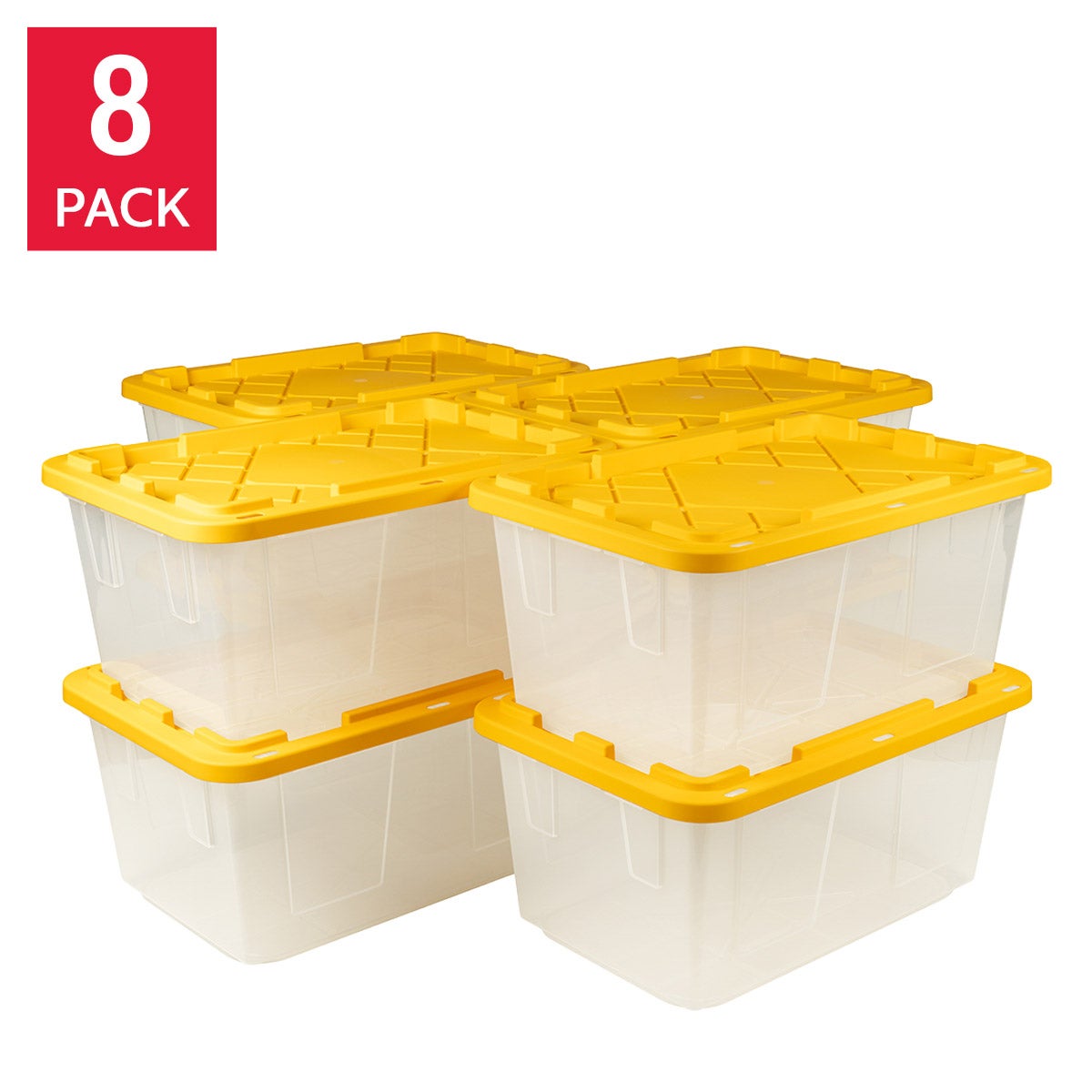 Greenmade 27 Gallon Clear Storage Bin, 8‑pack