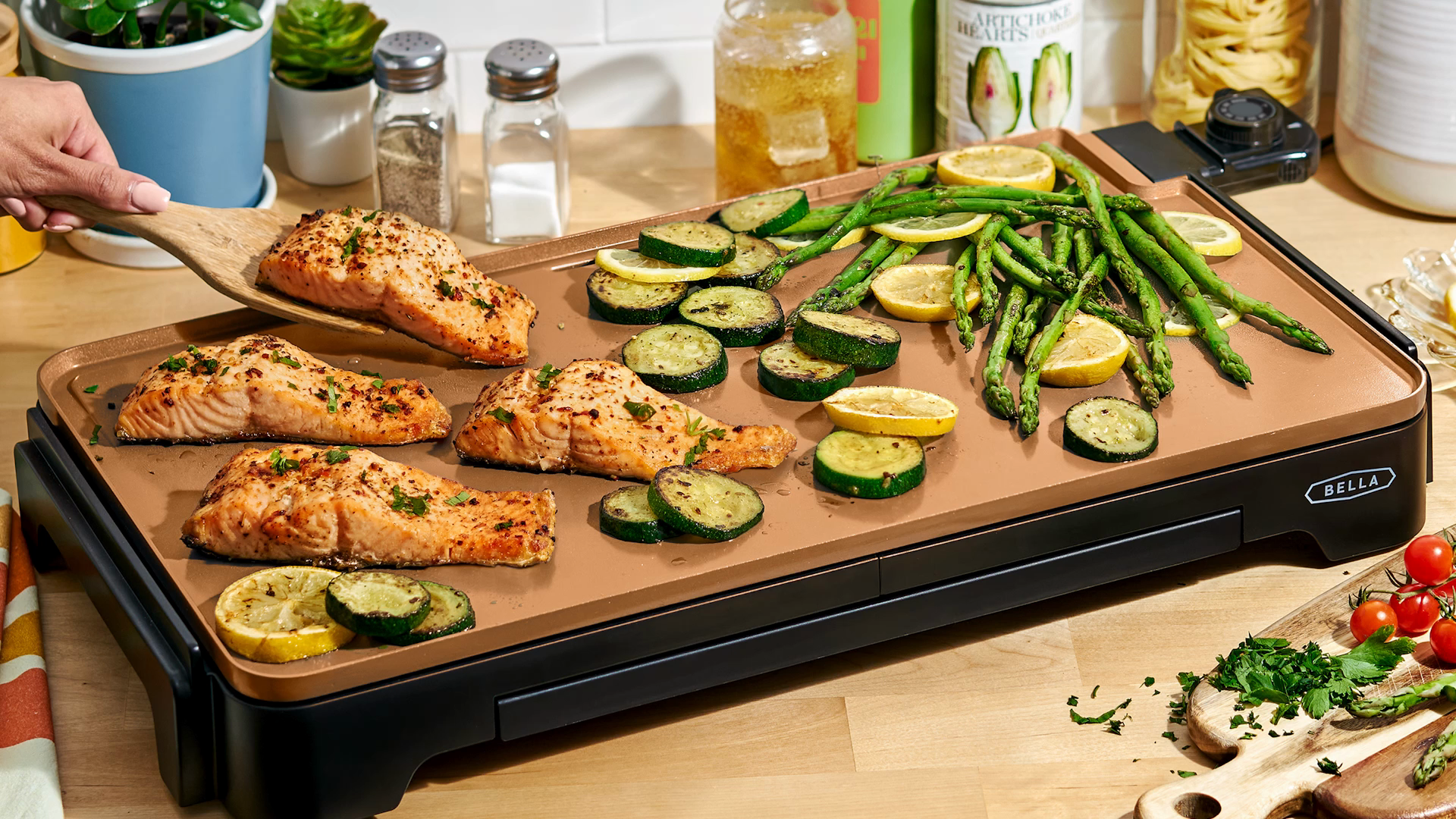 bella XL Ceramic Griddle with Warming Tray
