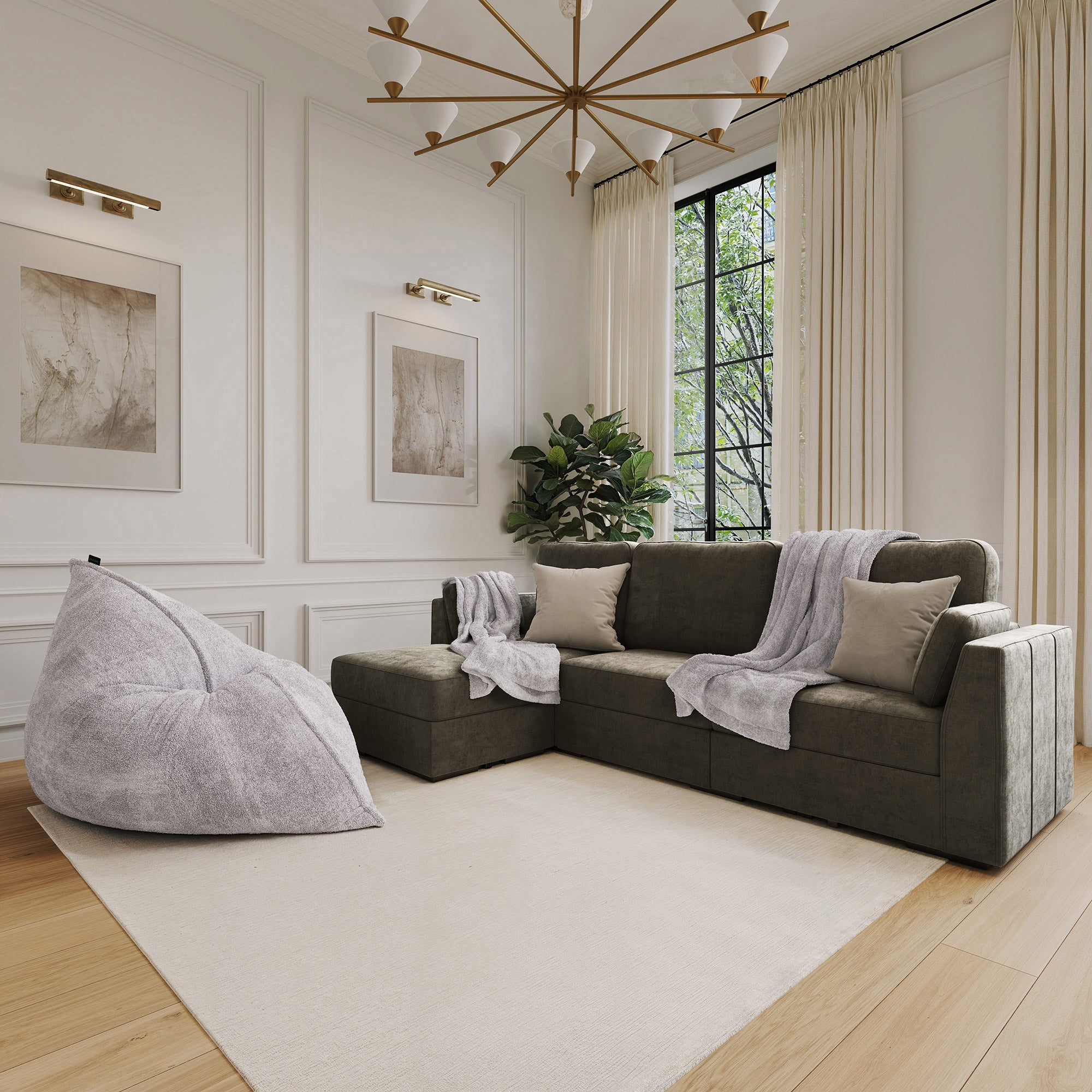 Lovesac Modular Sectional Sofa Bundles 4 Seats/ 5 Angled Sides with Storage