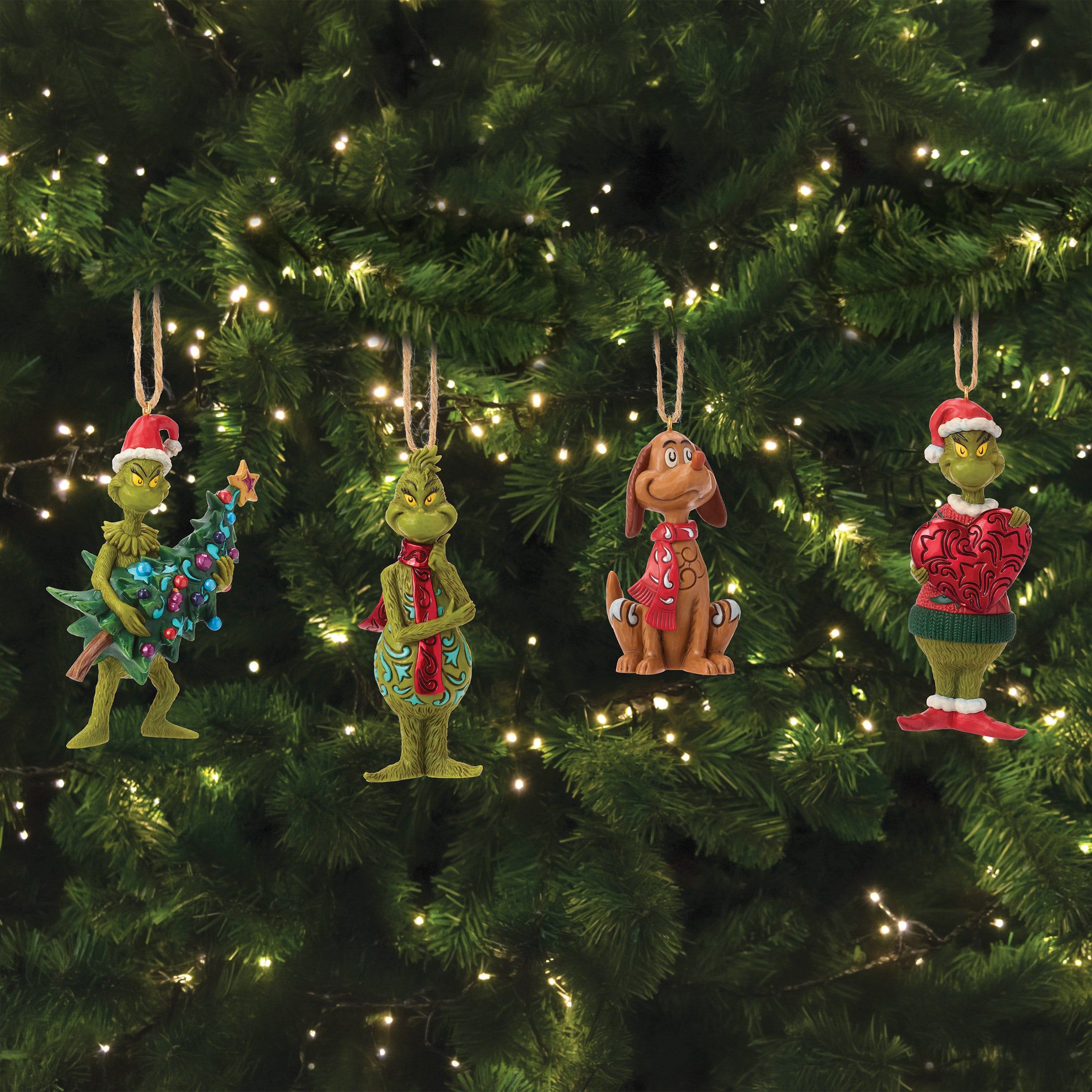 The Grinch and Max Holiday Ornaments by Jim Shore, Set of 4