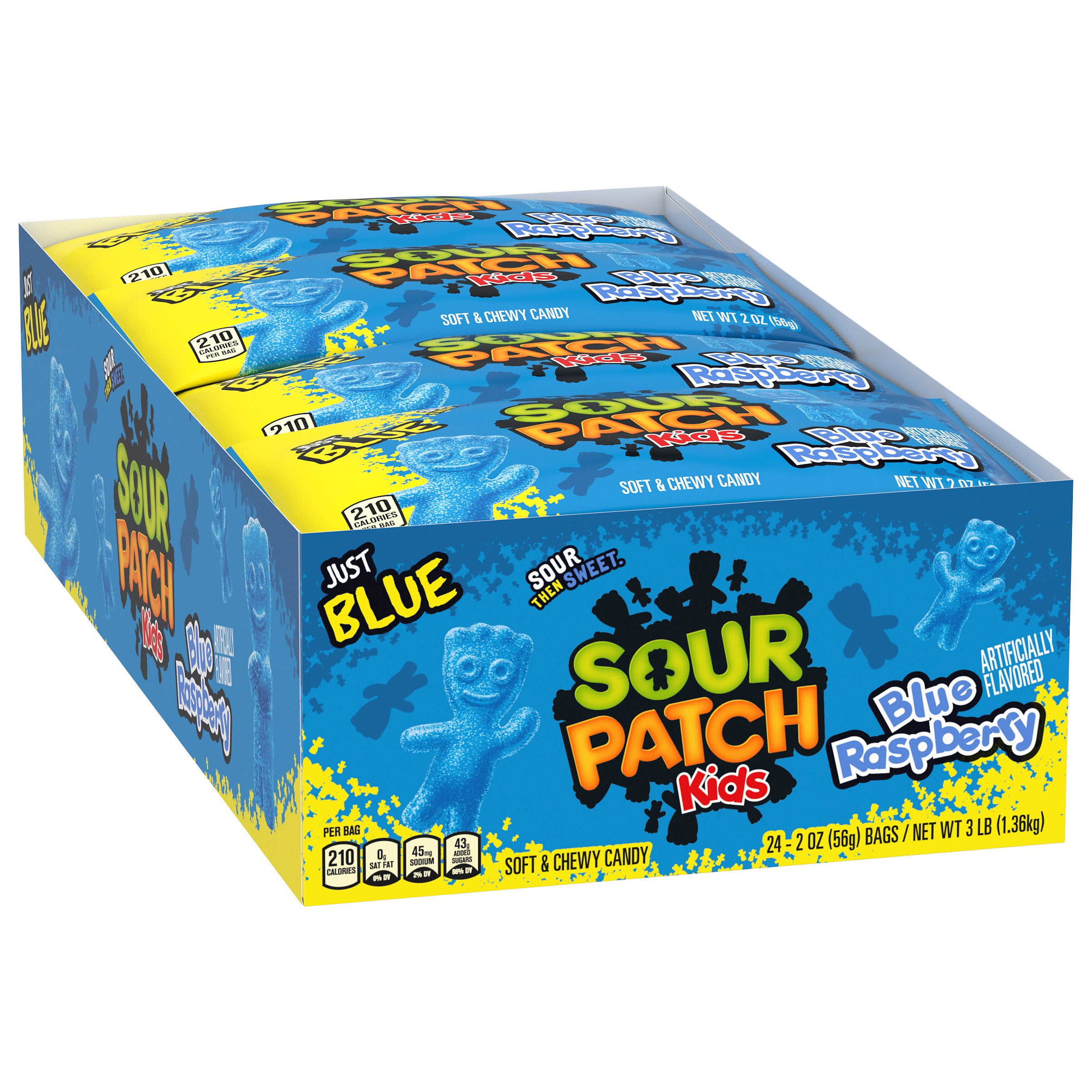Sour Patch Kids Soft and Chewy Candy, Blue Raspberry, 2 oz, 24-count