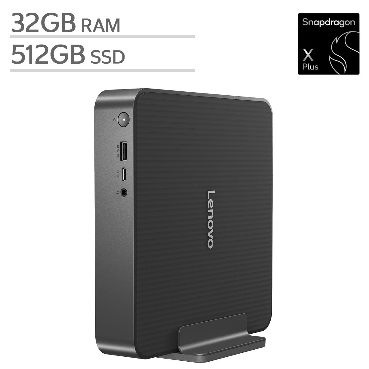 Lenovo IdeaCentre Mini 1 Liter — Snapdragon X1 Plus processor — 32GB RAM — 512GB SSD — Qualcomm Adreno GPU — Windows 11 Home