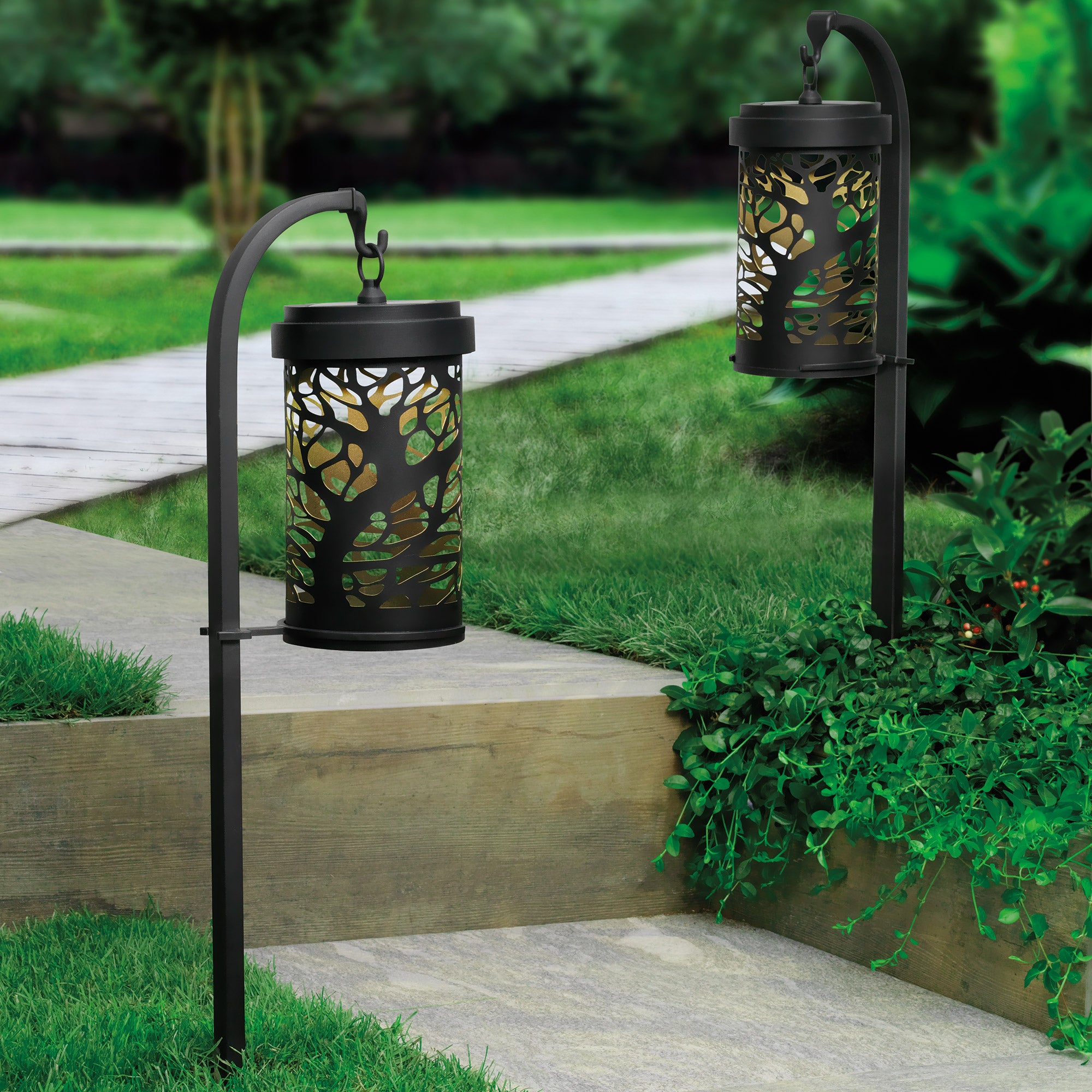 GTX Solar Shepherd’s Hook Landscape Light, 2-pack