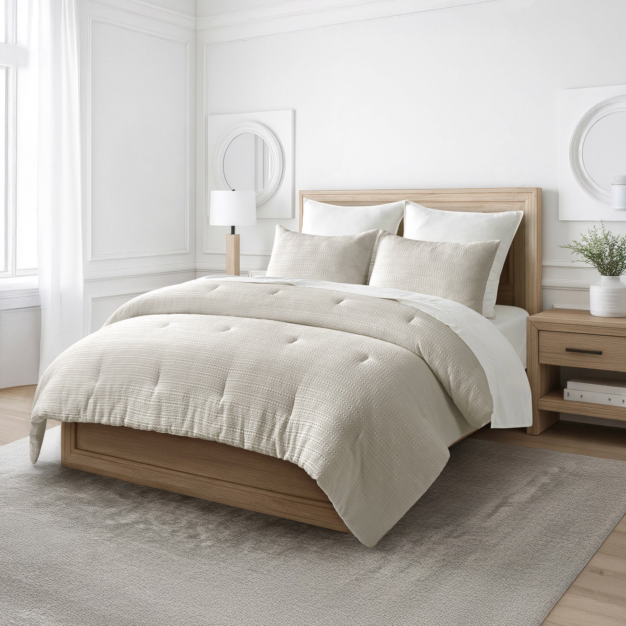 EVERGRACE 3-piece Microfiber Waffle Comforter Set