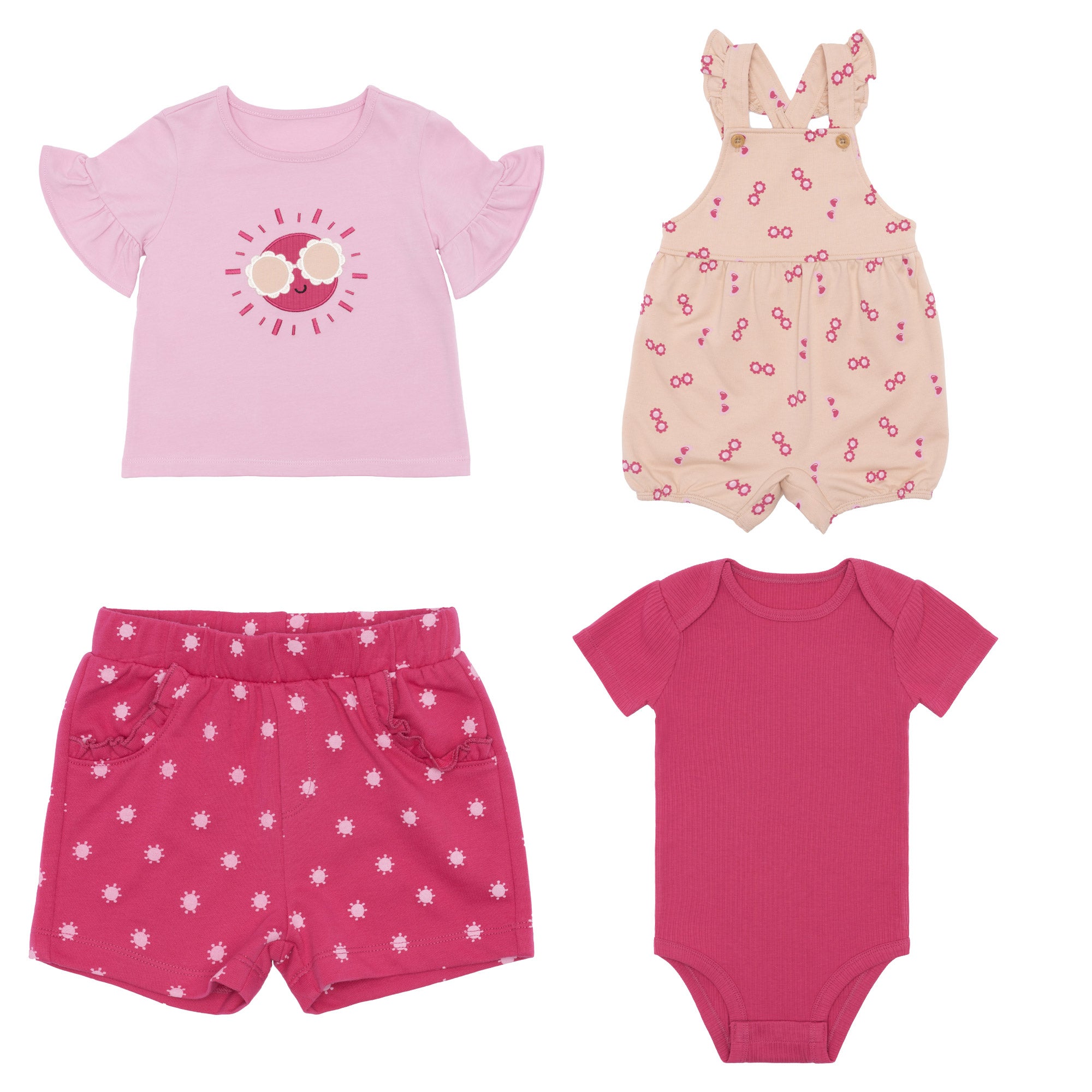 Pekkle Baby 4-piece Romper & Short Set