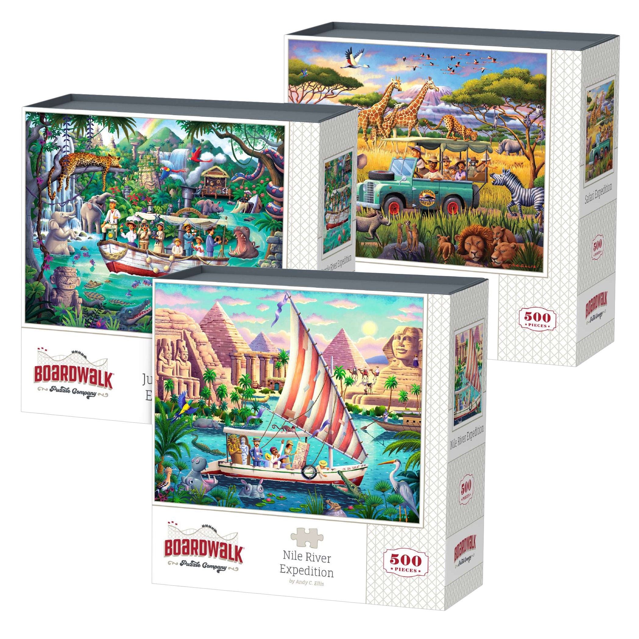 Boardwalk Assorted Jigsaw Puzzles, 3-pack
