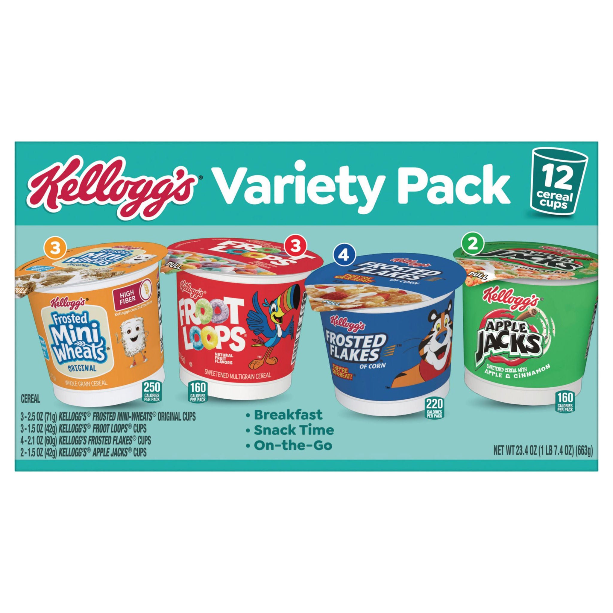 Kellogg's Cereal Cups, Family Variety Pack, 12-count