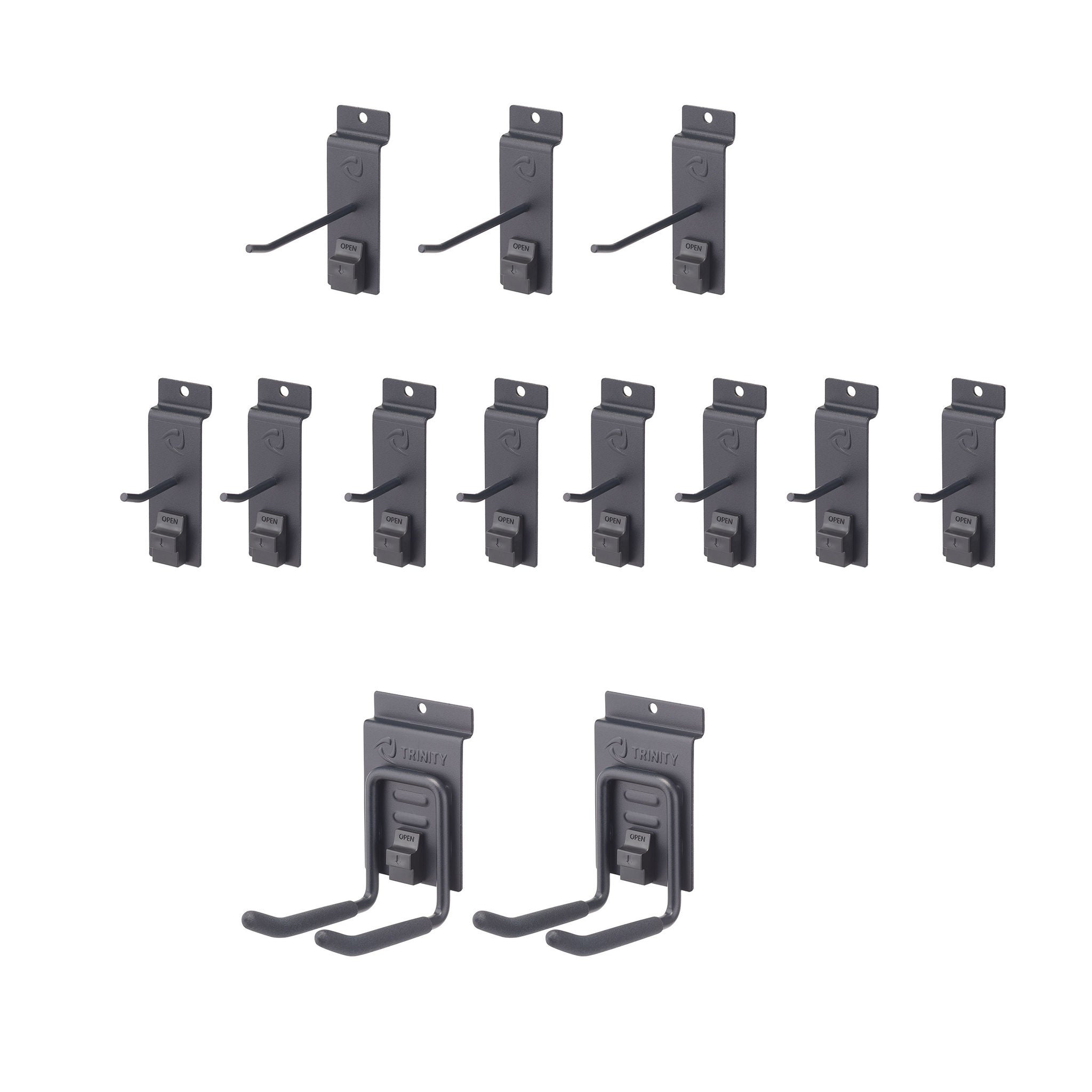 TRINITY 16 Sq Ft Modular Slatwall 13-piece Accessory Set