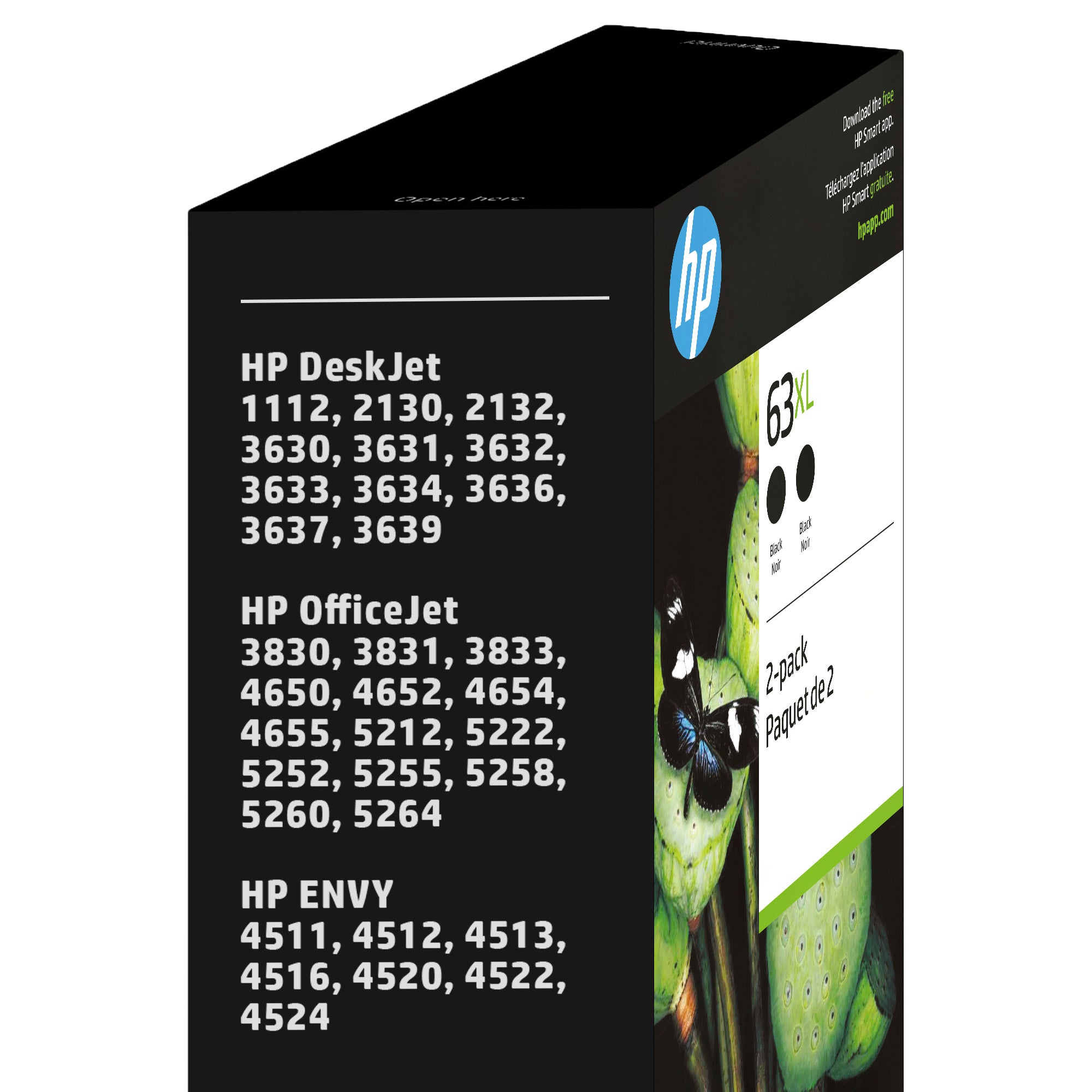 HP 63XL High Yield Ink Cartridge, Black, 2-Count