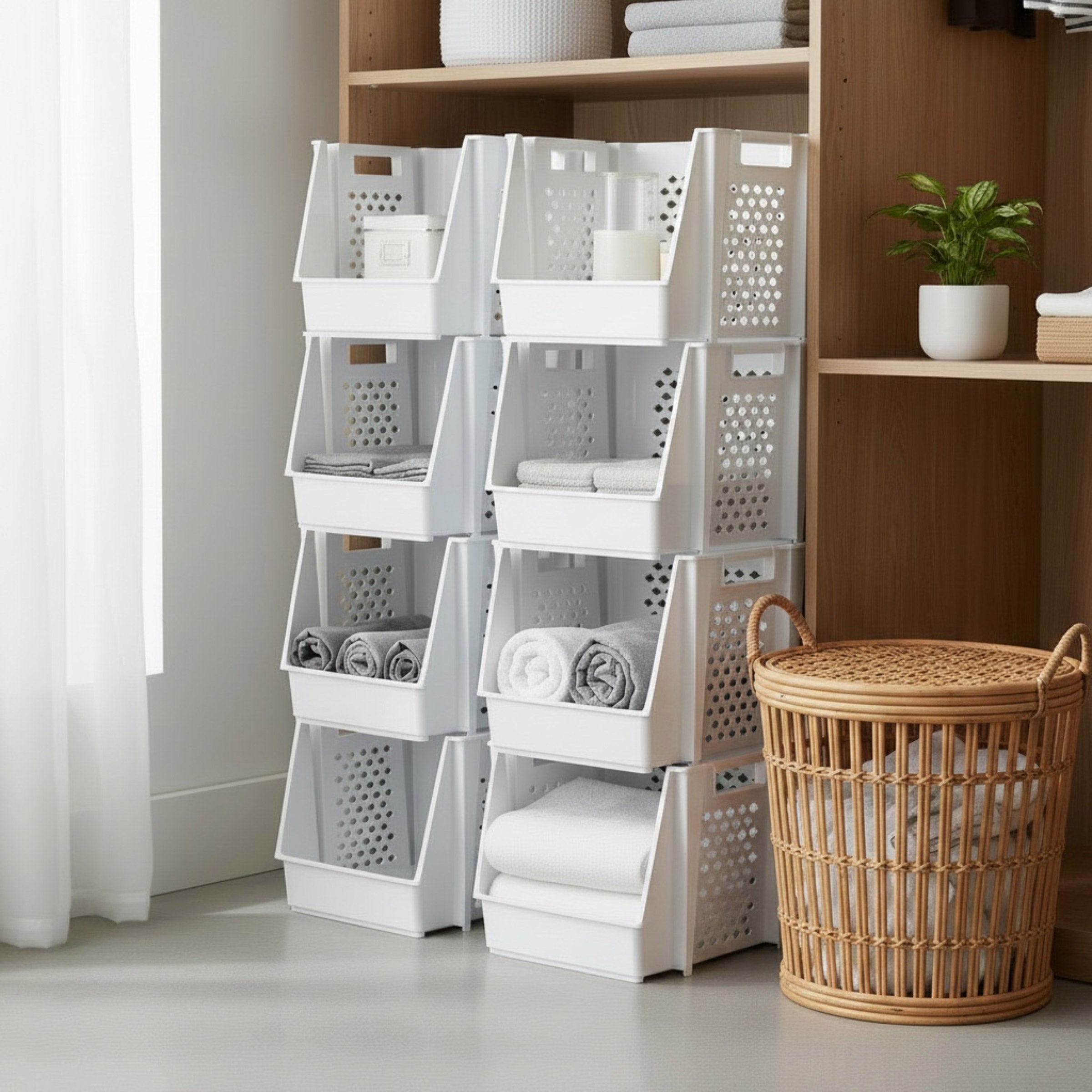 GreenMade InstaStack Stackable Storage Bins, 8-pack
