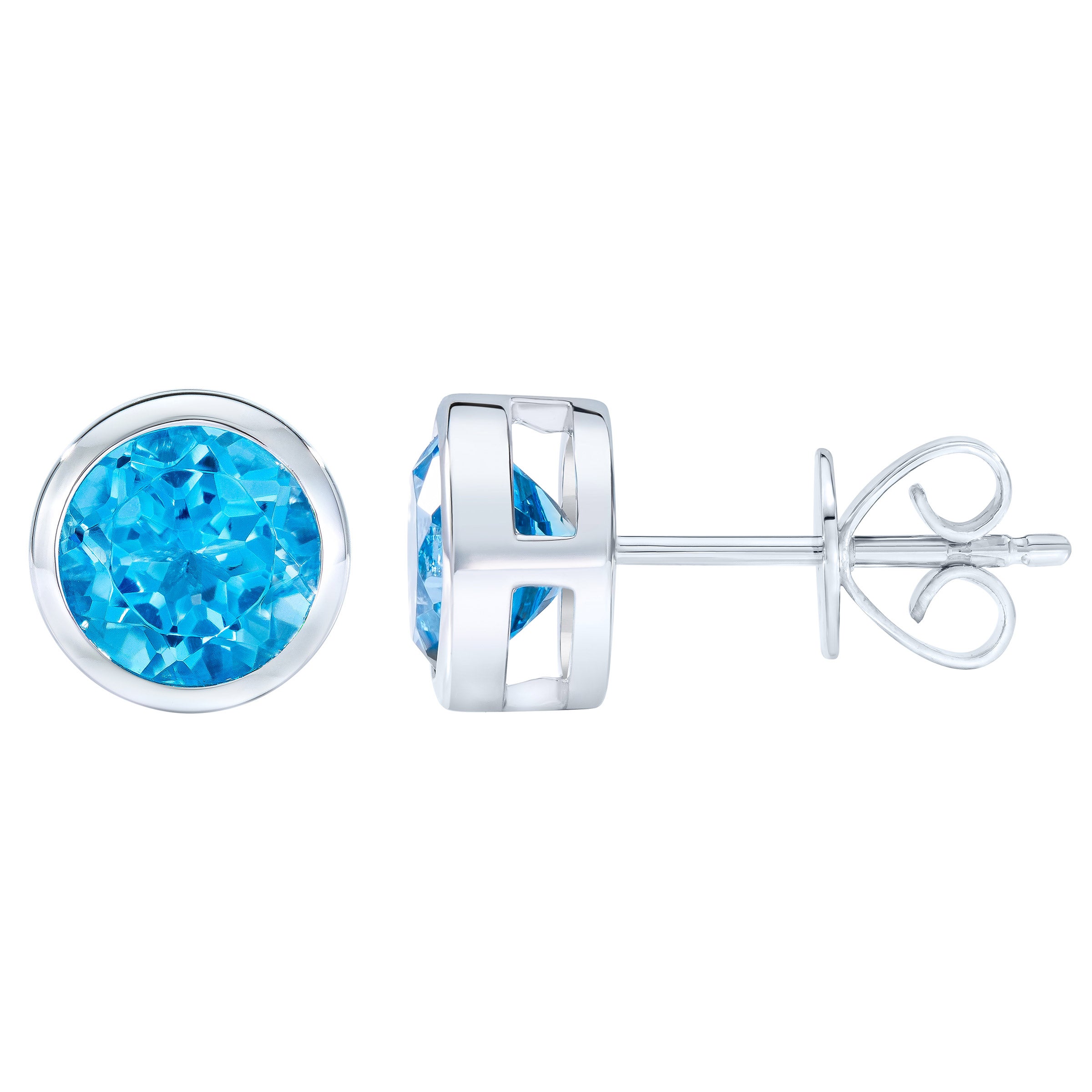 Gemstone 14kt Gold Bezel Stud Earrings