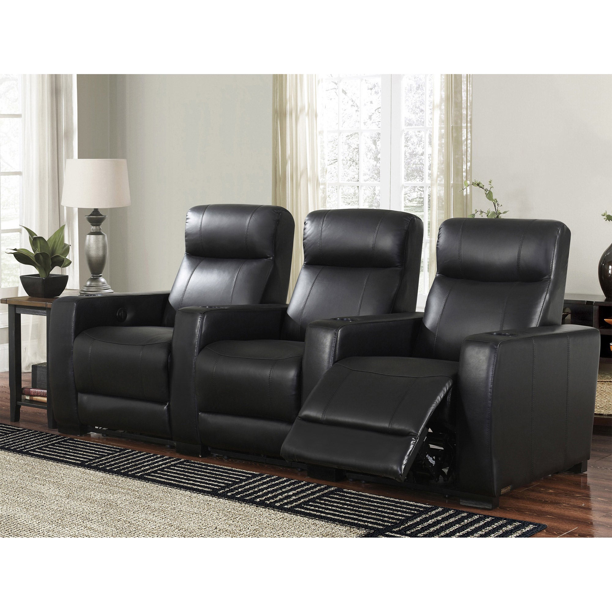 Grand 3-piece Top Grain Leather Power Media Recliners Living Room Set