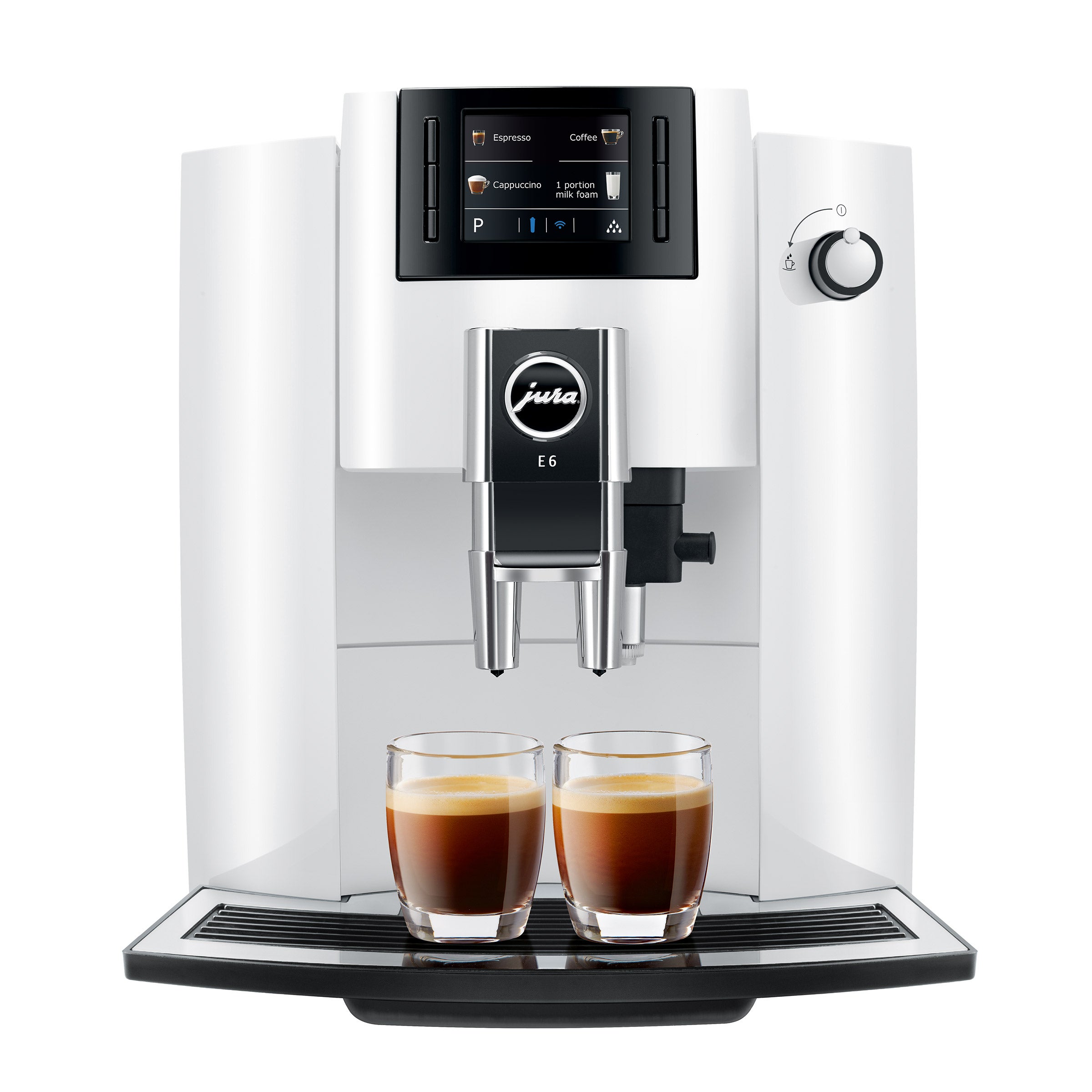 JURA E6 Automatic Coffee Machine, Piano White