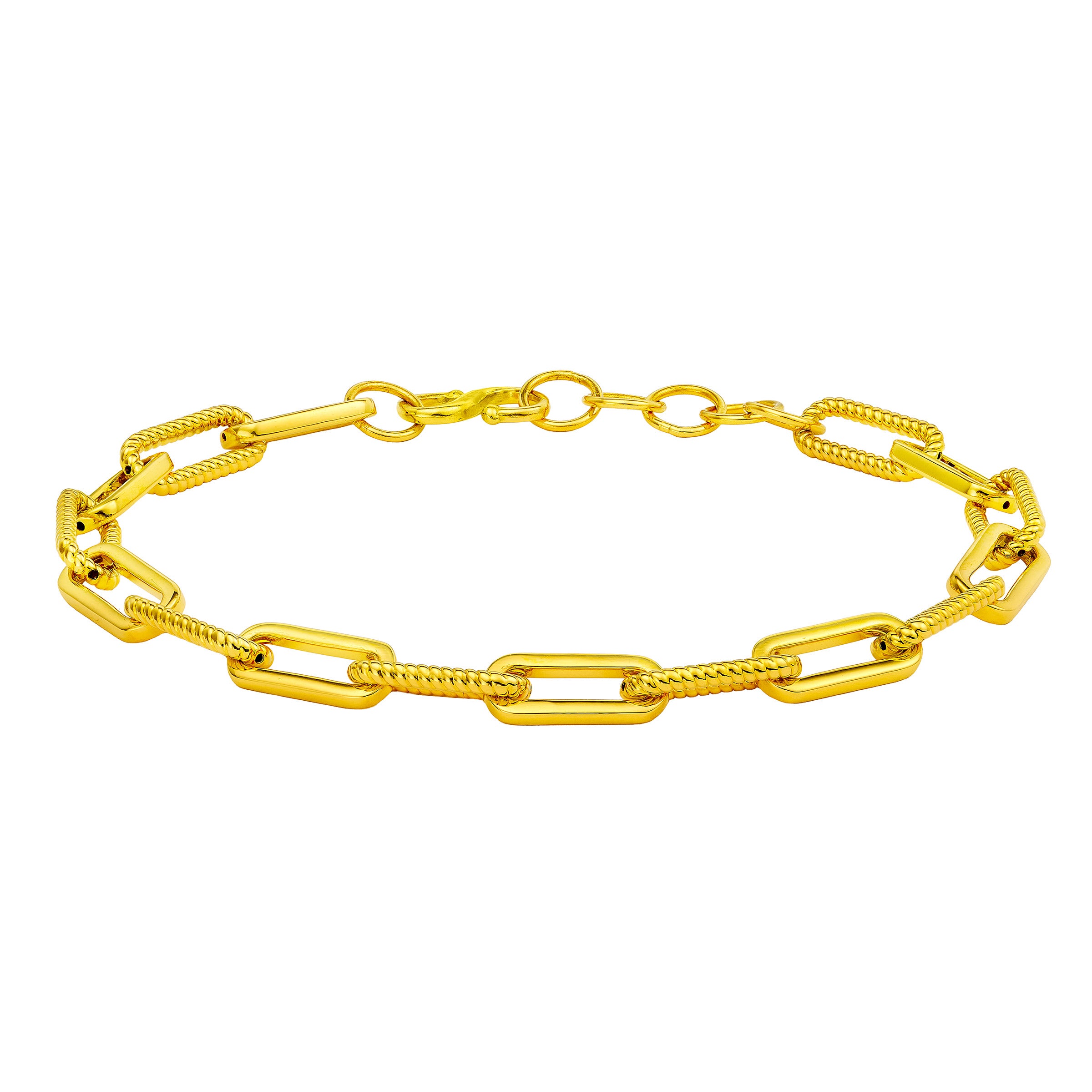 24kt Yellow Gold High Polished Paperclip Bracelet