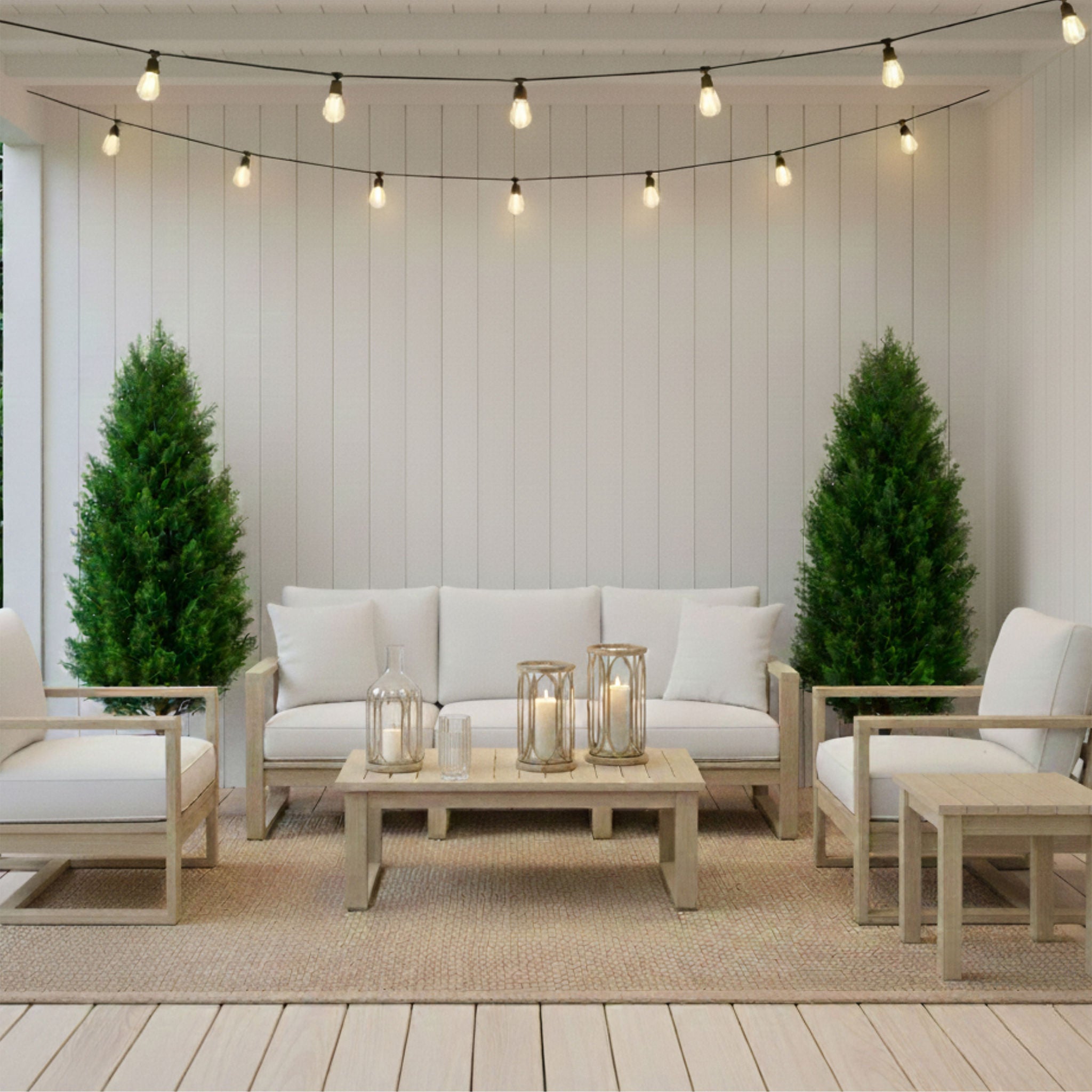 Faux 4' UV Resistant Cedar Tree Indoor and Outdoor, 2-pack