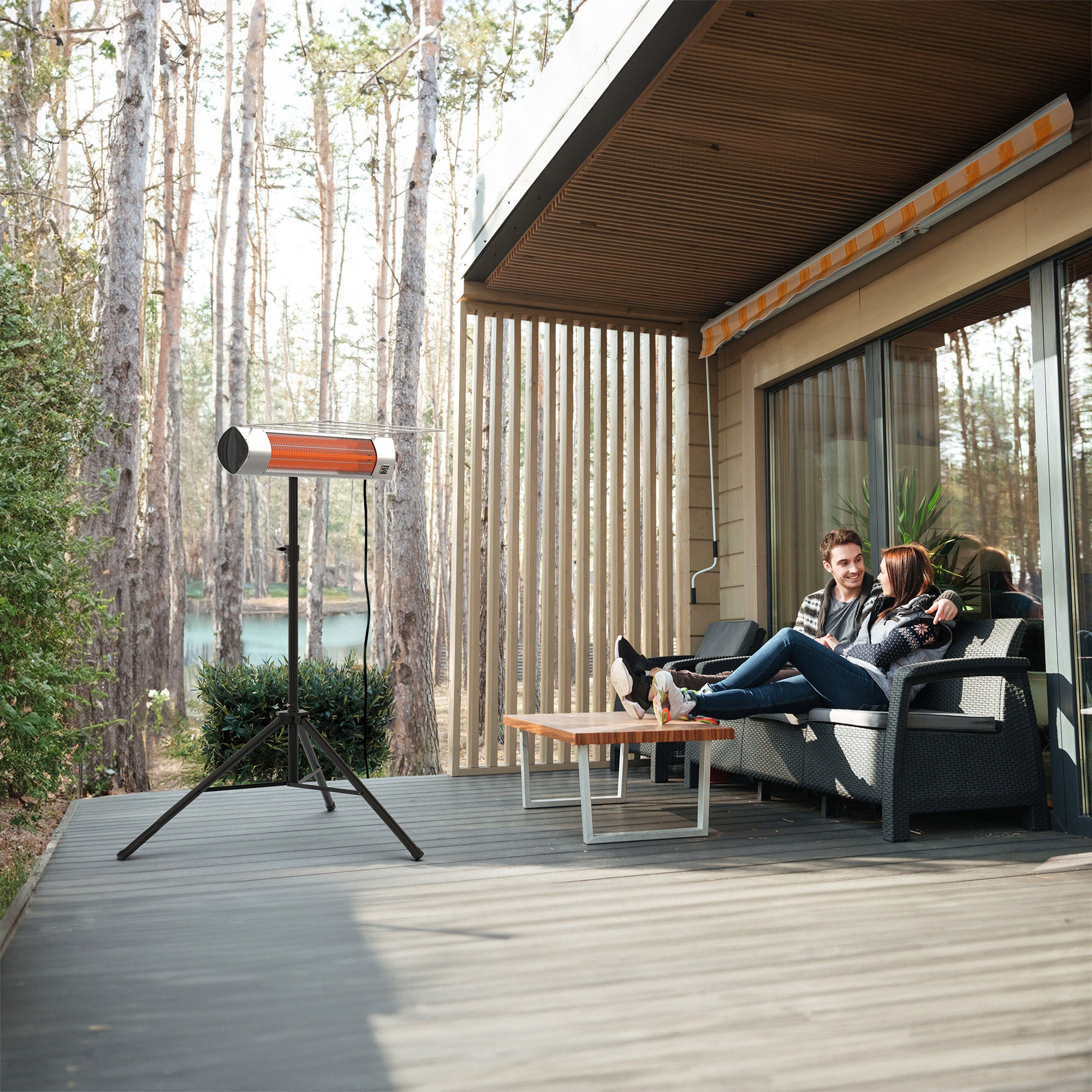 Kenmore Infrared Electric 1500W Carbon Portable Patio Heater with Tripod and Remote