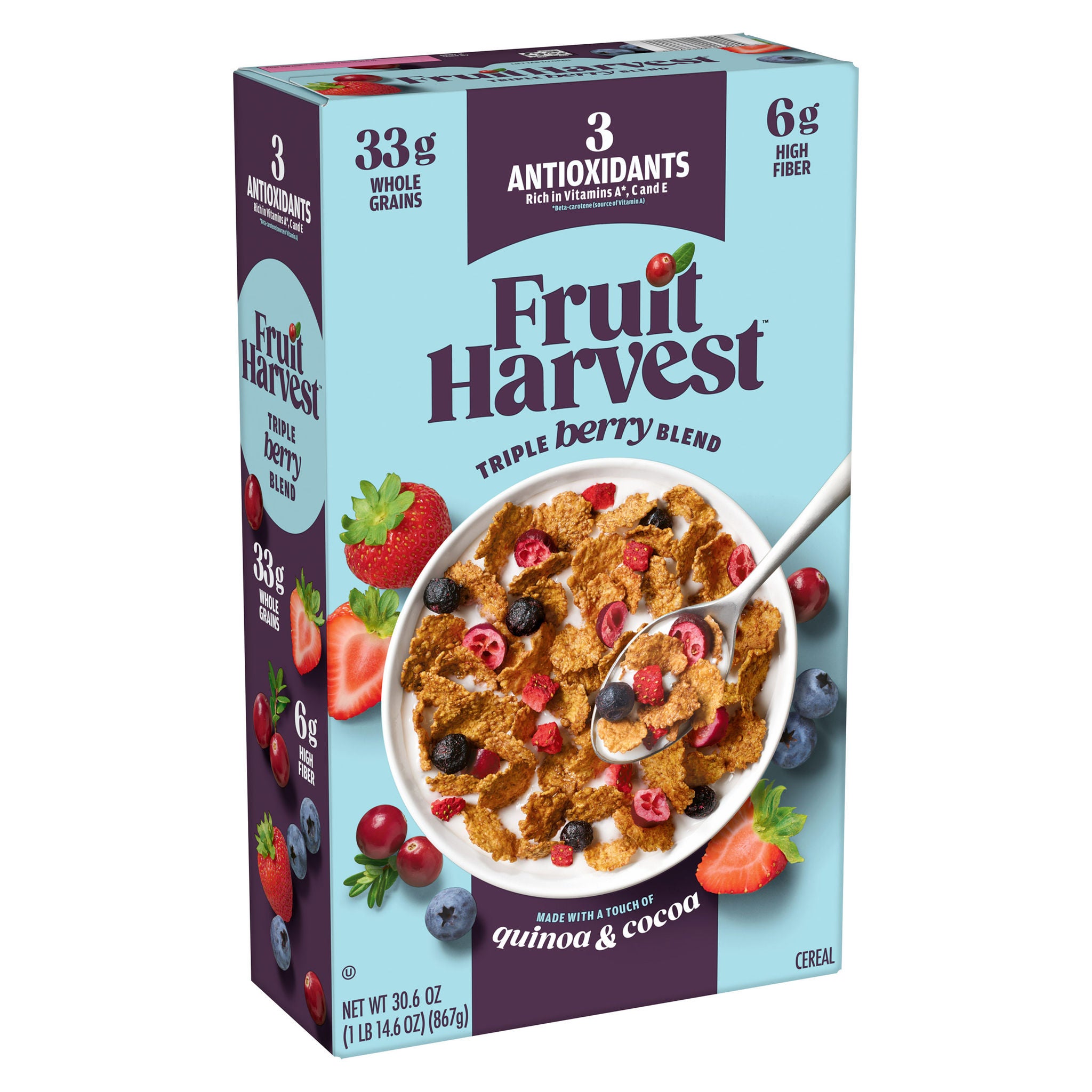 Fruit Harvest Cereal, Triple Berry Blend, 30.6 oz
