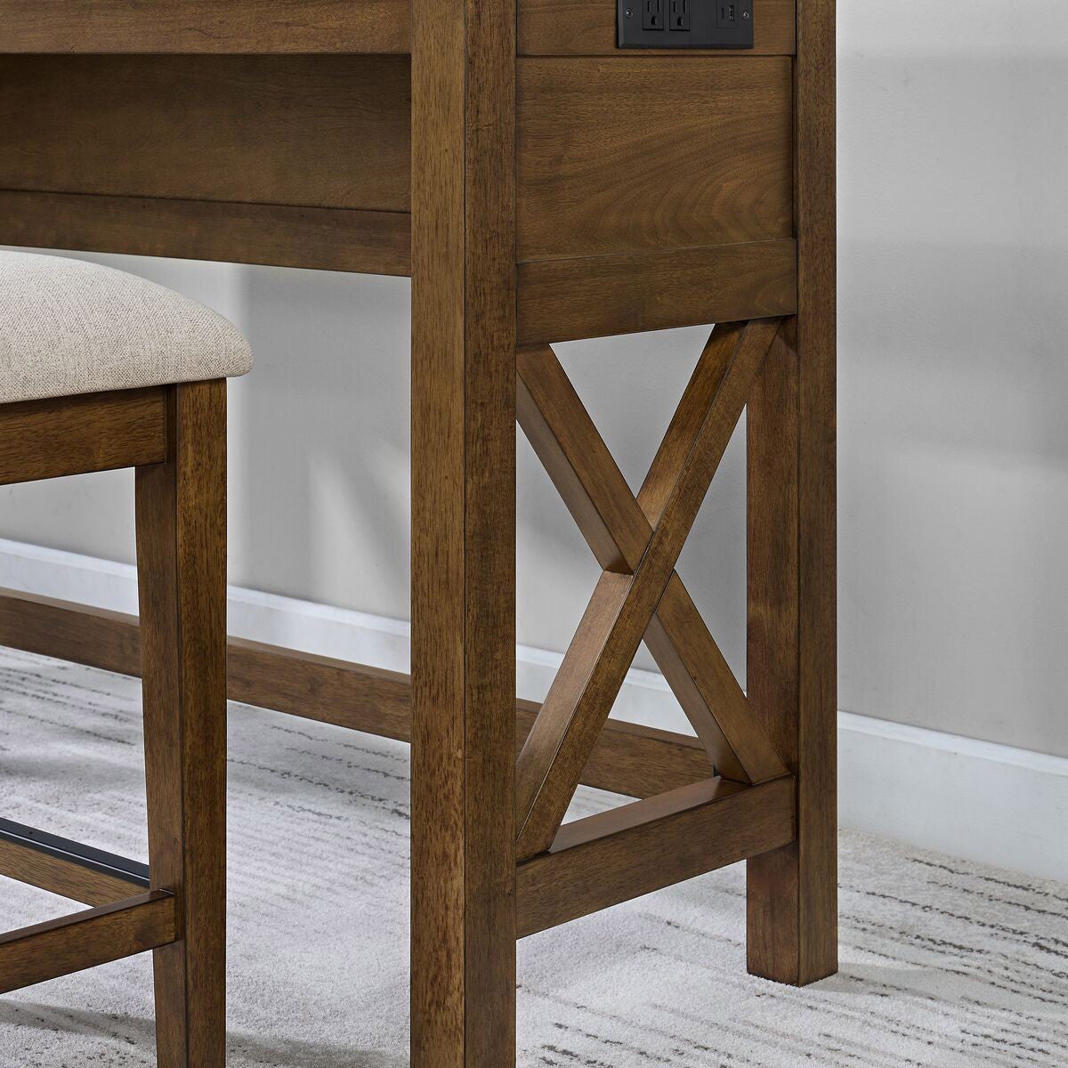 Lathan Sofa Table and 3 Stools