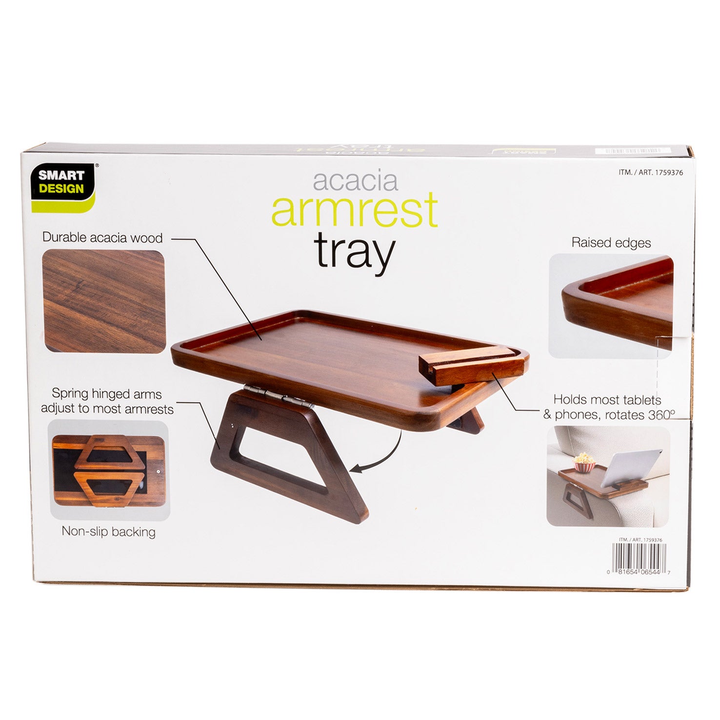 Smart Design Acacia Armrest Tray