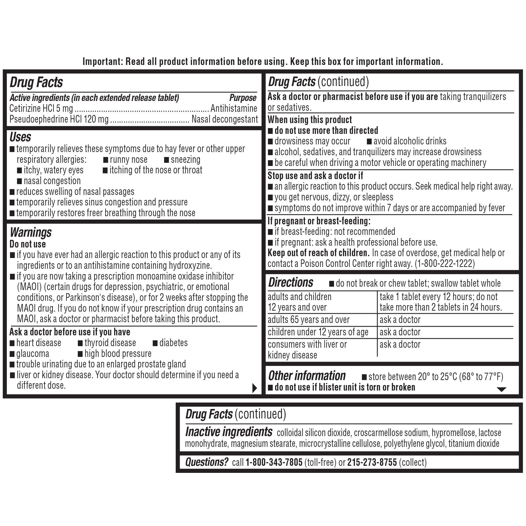 Zyrtec-D Allergy & Sinus Medicine & Nasal Decongestant Tablets