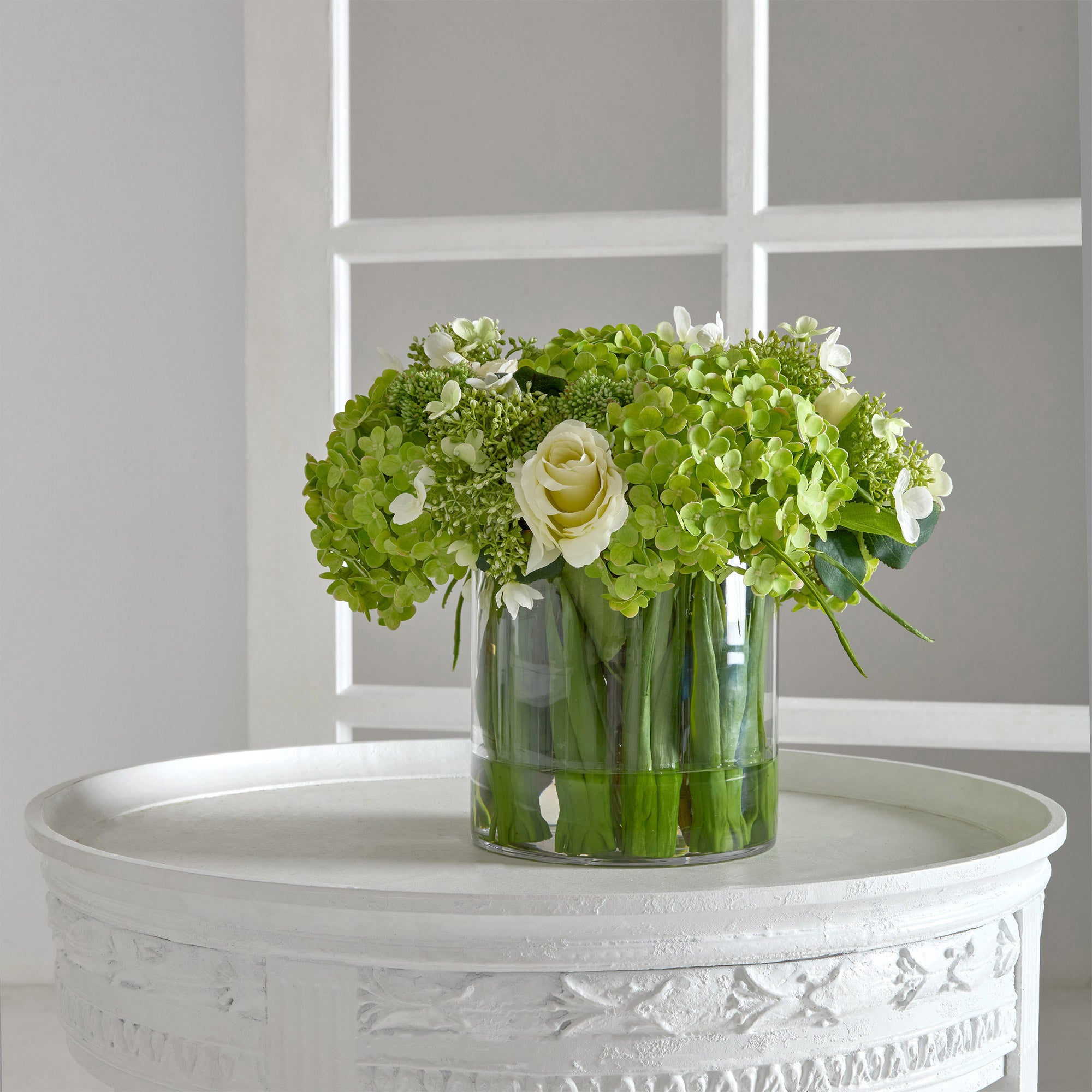 Faux 15” Hydrangea & Rose Arrangement