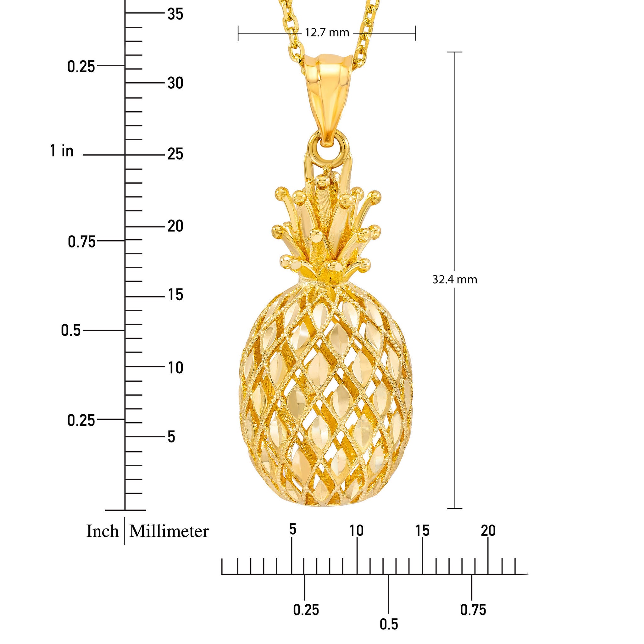 14kt Yellow Gold Pineapple Necklace