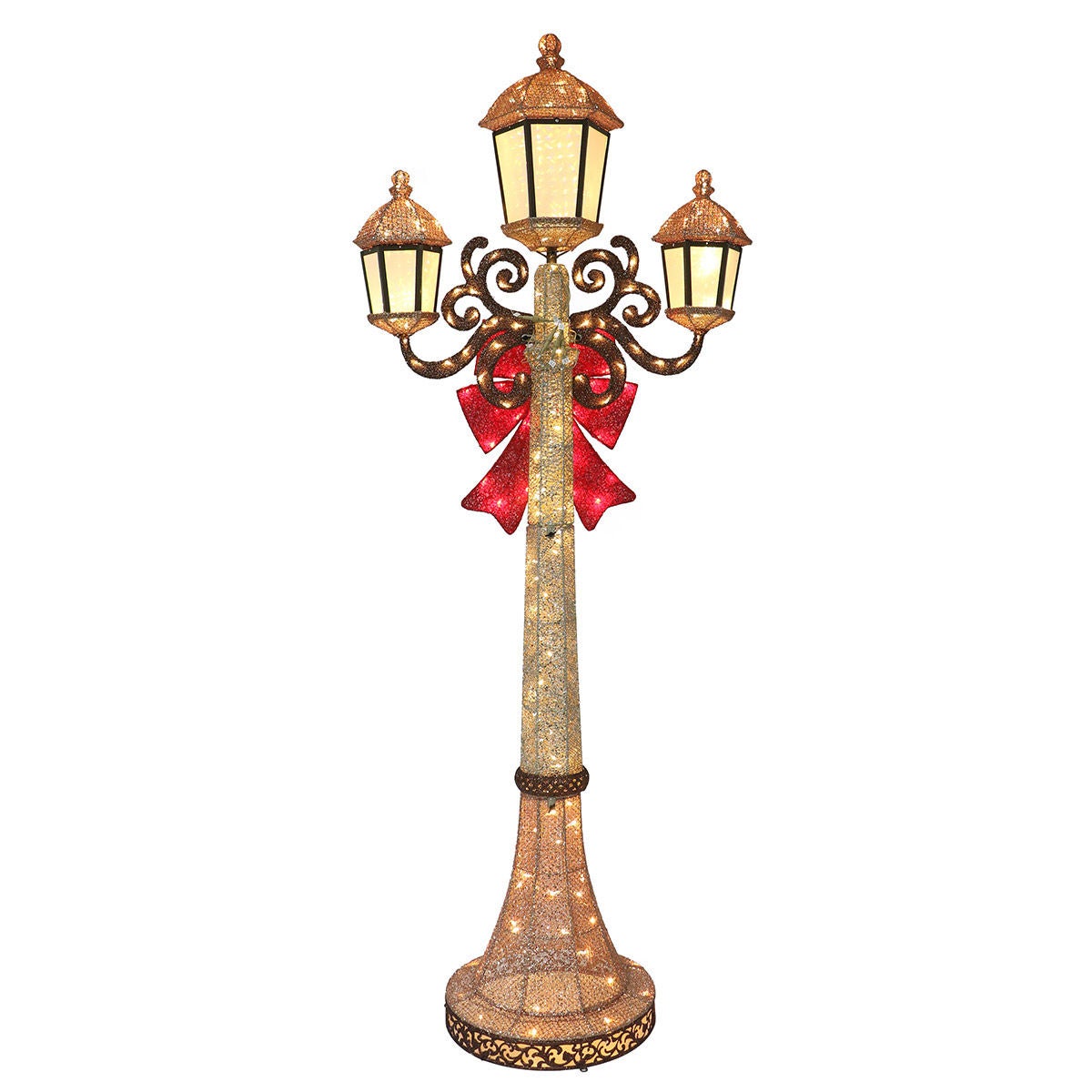 7’ Triple Lamp Post with LED Lights