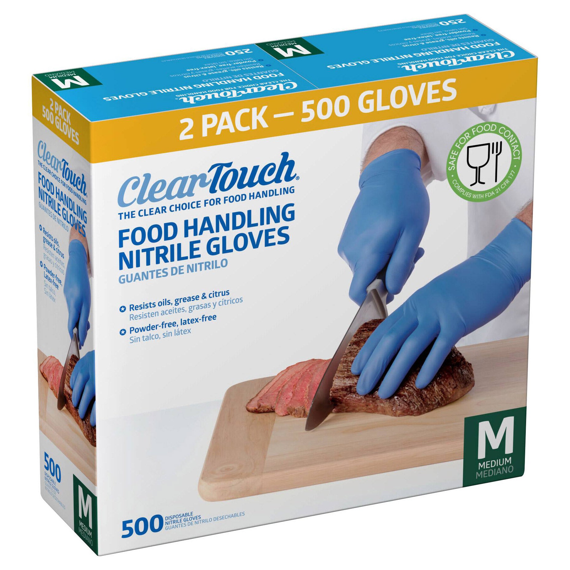 Clear-Touch Food Handling Nitrile Gloves, Blue
