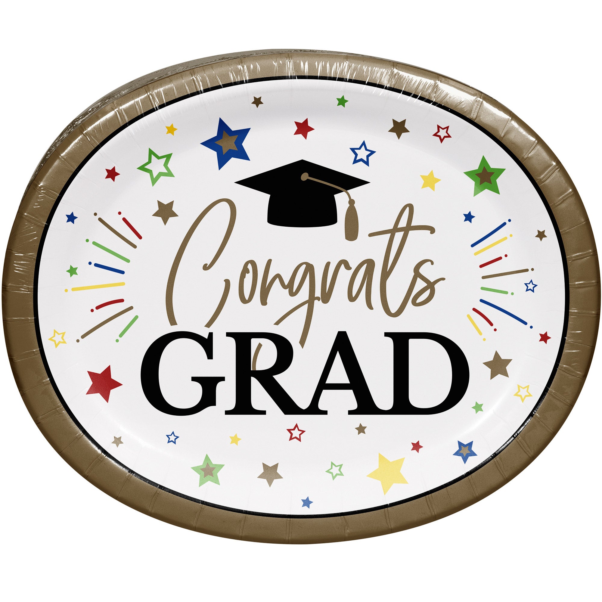 Artstyle Oval Paper Plate & Napkin Bundle, Graduation, 200-count
