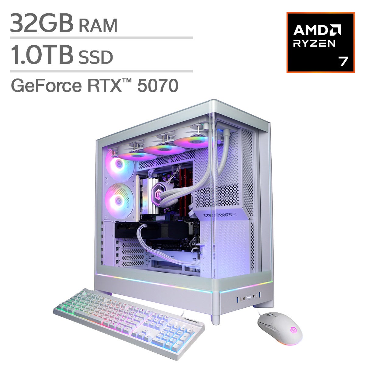 CyberPowerPC Gamer Supreme - Ryzen 7 9850X3D - Nvidia GeForce RTX 5070, 12GB - 32GB DDR5 RAM - 1TB Gen 4 SSD