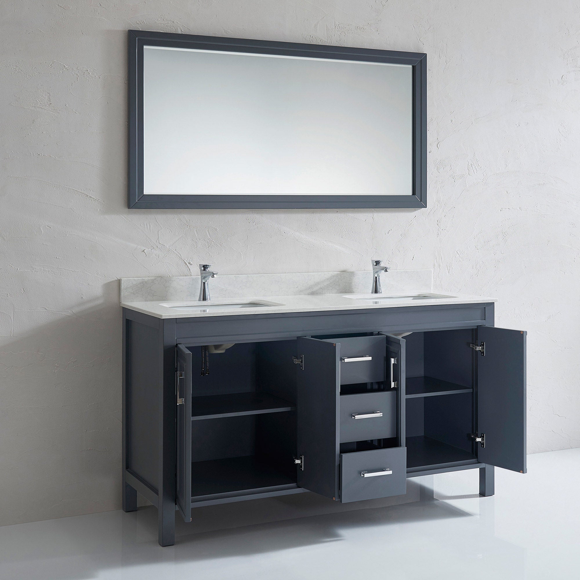 Corniche 60” Gray Double Sink Vanity by Studio Bathe