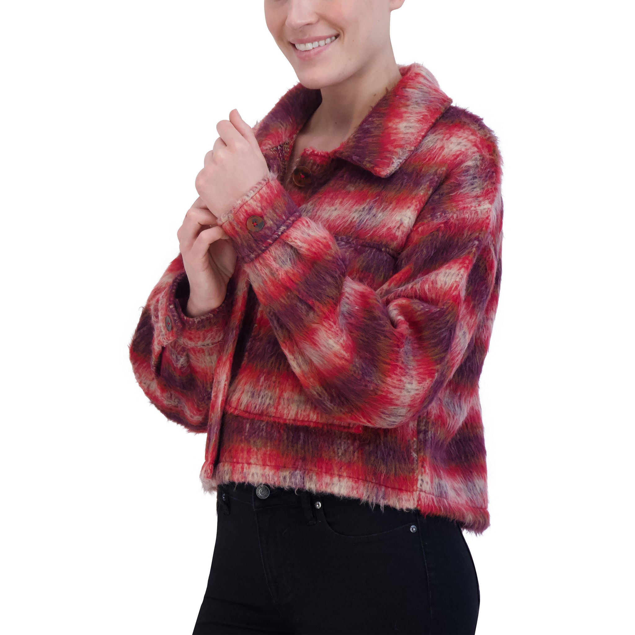 Vigoss Ladies' Brushed Plaid Crop Jacket