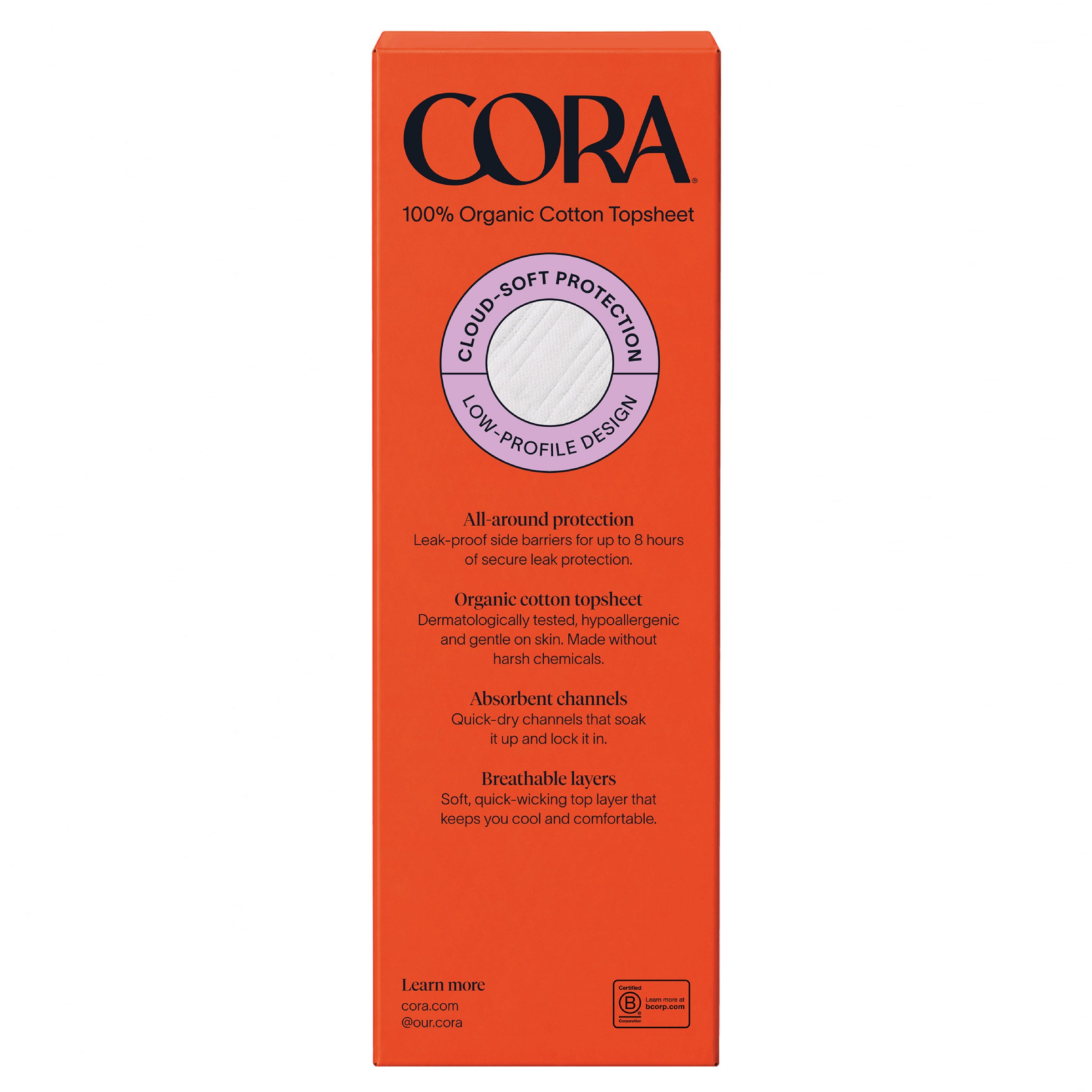 Cora Organic Cotton Regular Period Pad, 70-count