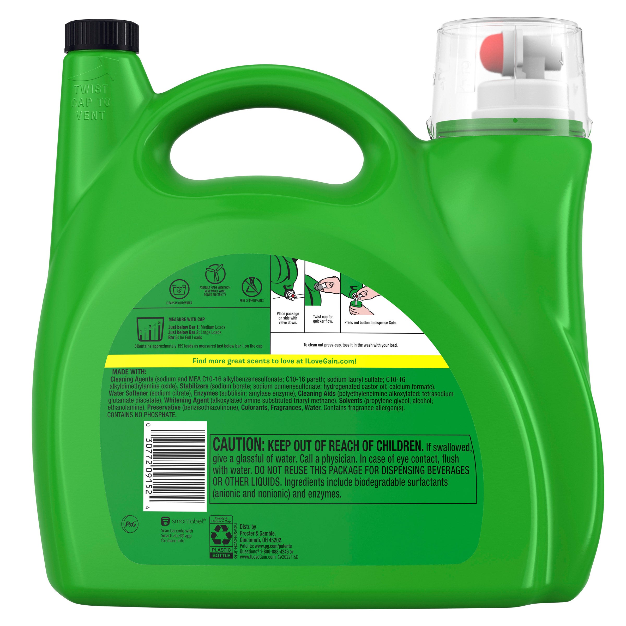 Gain Ultra Concentrated +AromaBoost Liquid Laundry Detergent, Original, 159 Loads, 208 fl oz