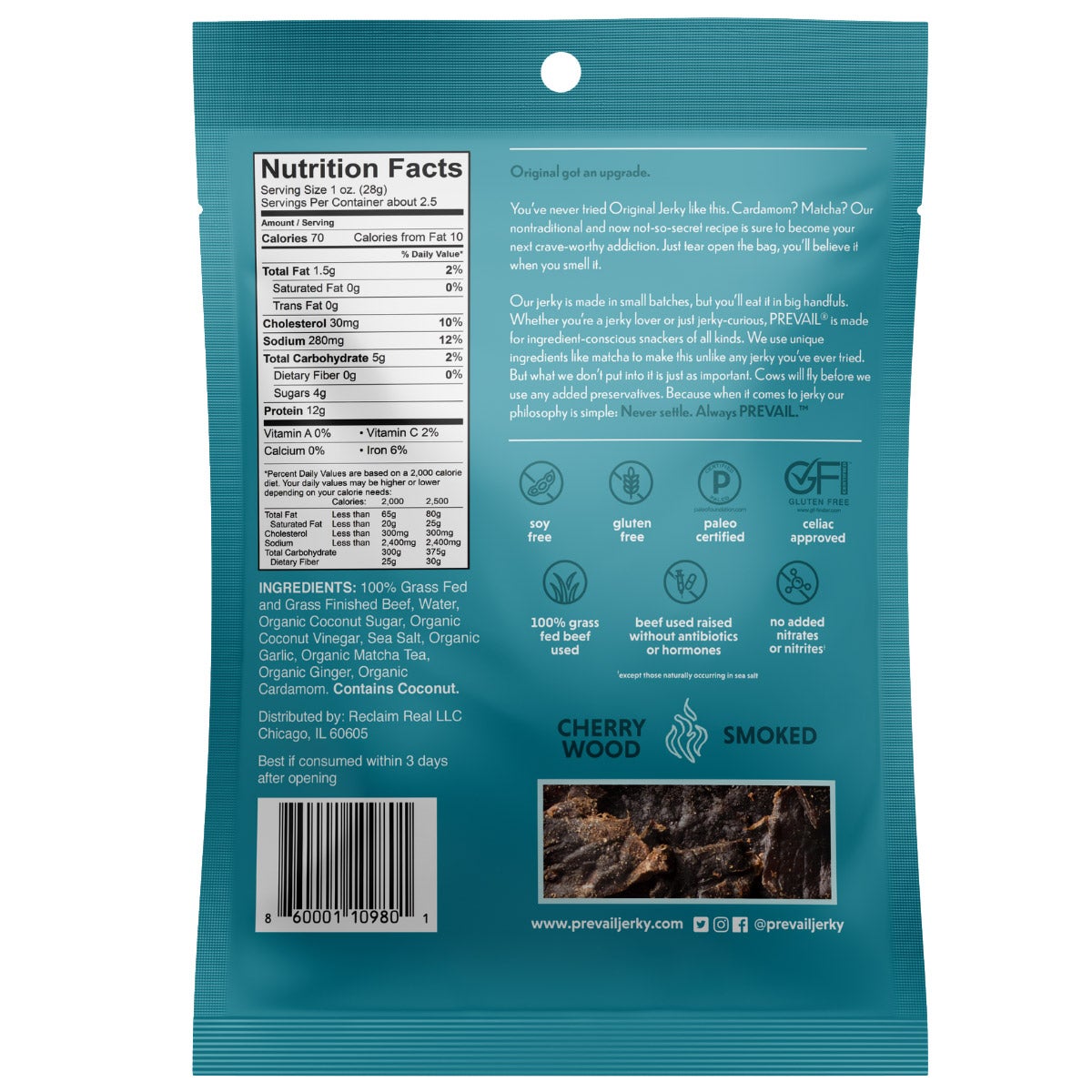 Prevail Original Grass Fed Beef Jerky 10-pack