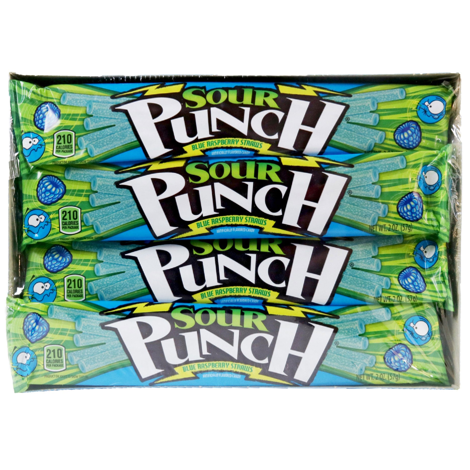 Sour Punch Straws, Blue Raspberry, 2 oz, 24-count