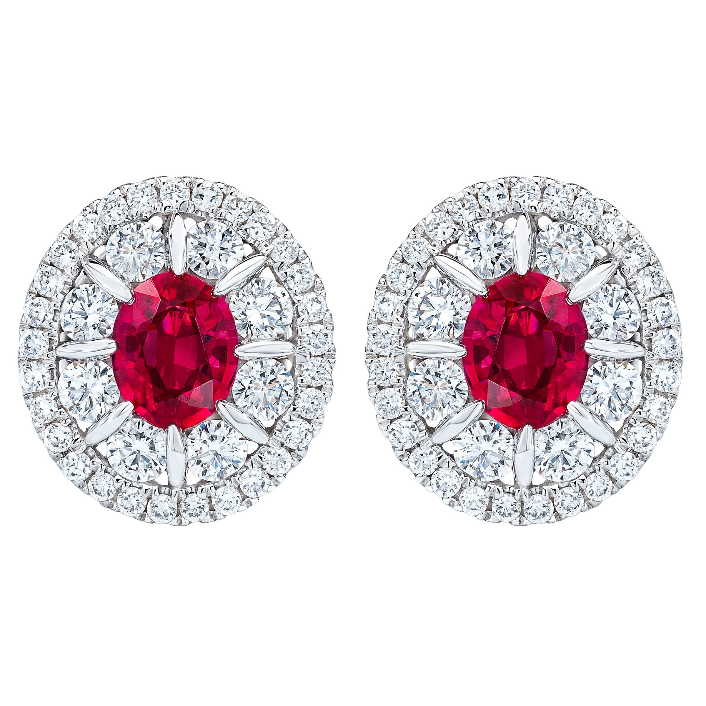 Ruby and Diamond 14kt White Gold Earrings