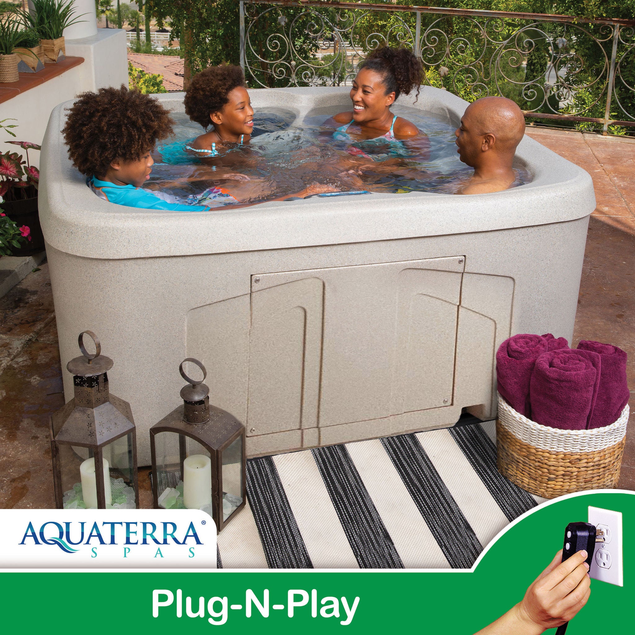 Aquaterra Spas Benicia 20-jet, 4-person Rotomolded Spa, Plug-n-Play