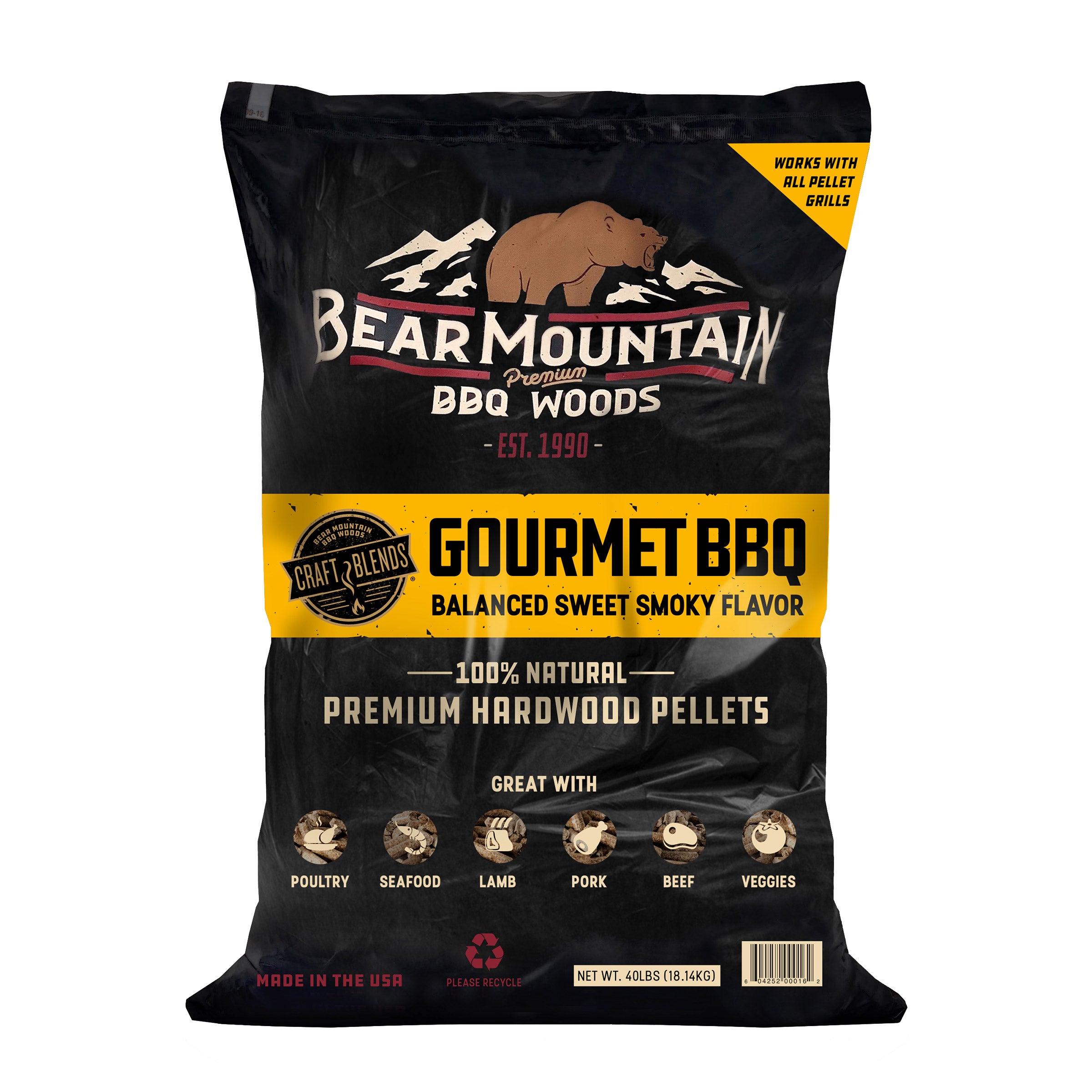 Bear Mountain BBQ Gourmet BBQ Pellets, 40 lb