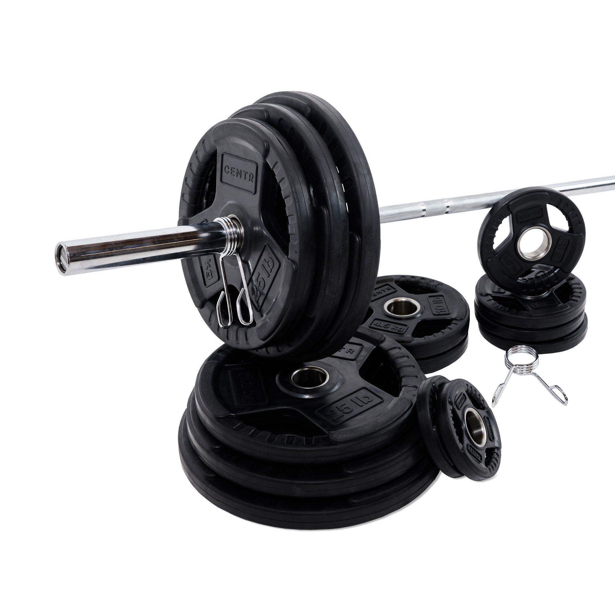 Centr 300 lb. Rubber Olympic Weight Set and 1-year Centr App Subscription Included