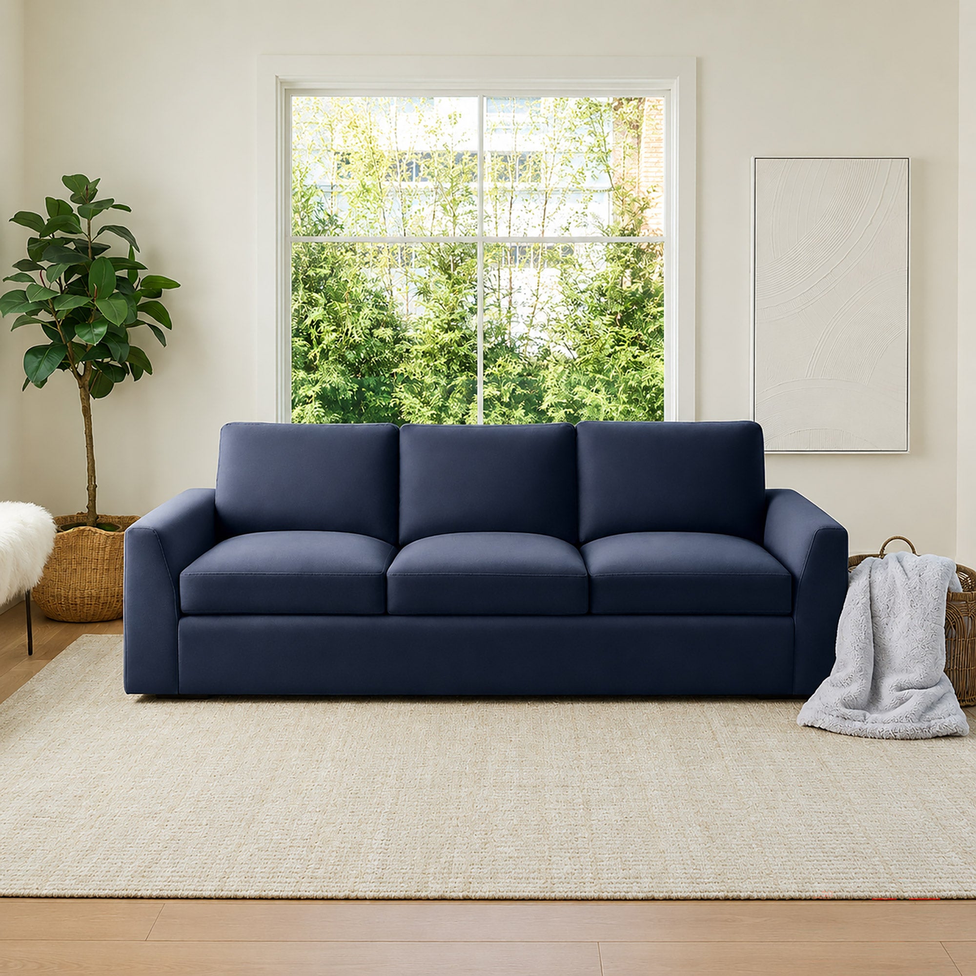 Lovesac Snugg Three Cushion Sofa with Tapered Arms, Navy