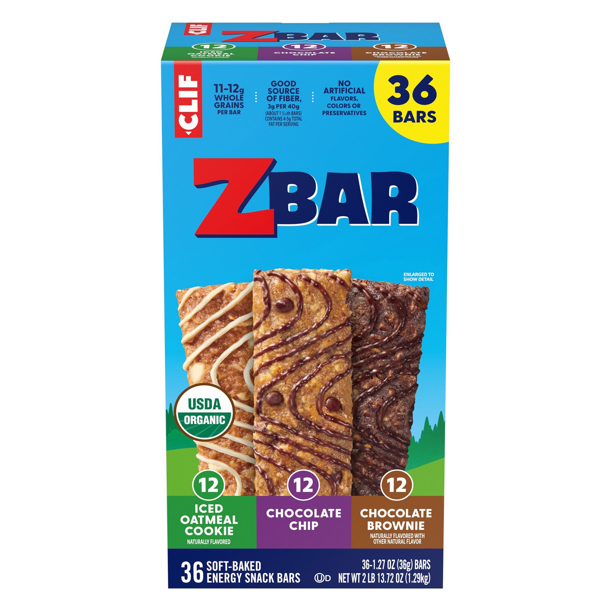 Clif Kid ZBar Organic Granola Bar, Variety Pack, 1.27 oz, 36-count