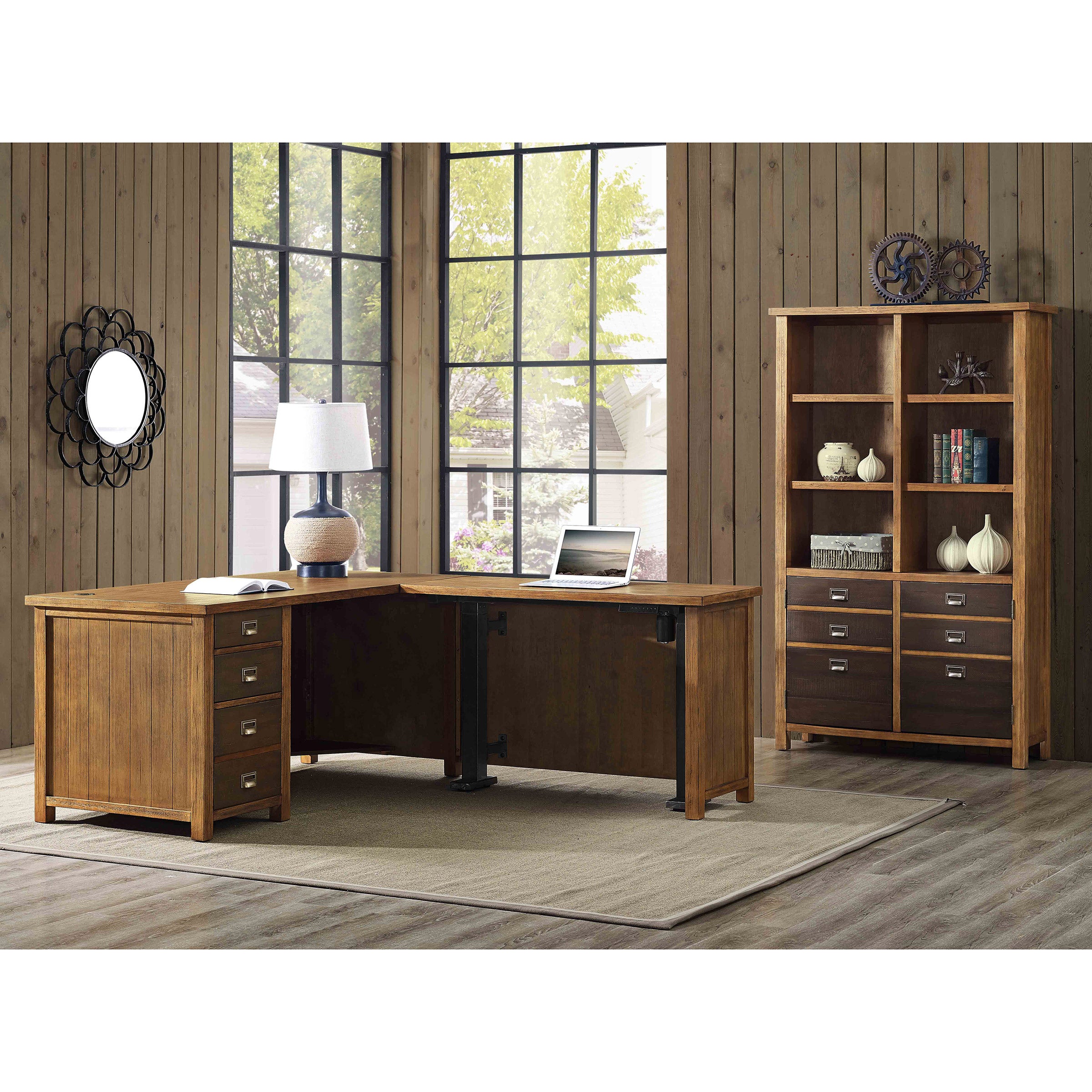 Hester L Desk with Adjustable Return and Bookcase