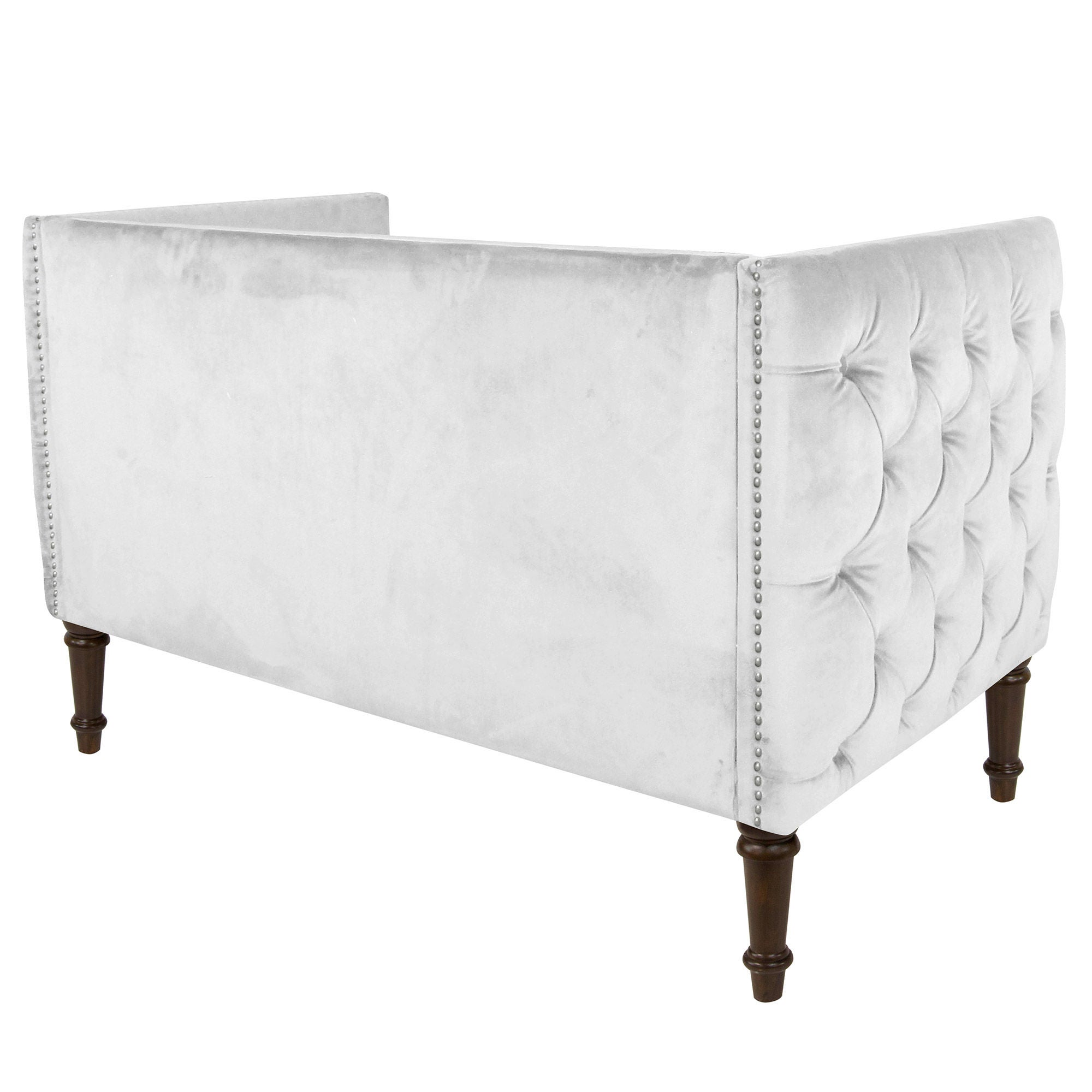 Addison Tufted Nail Button Settee in Snow