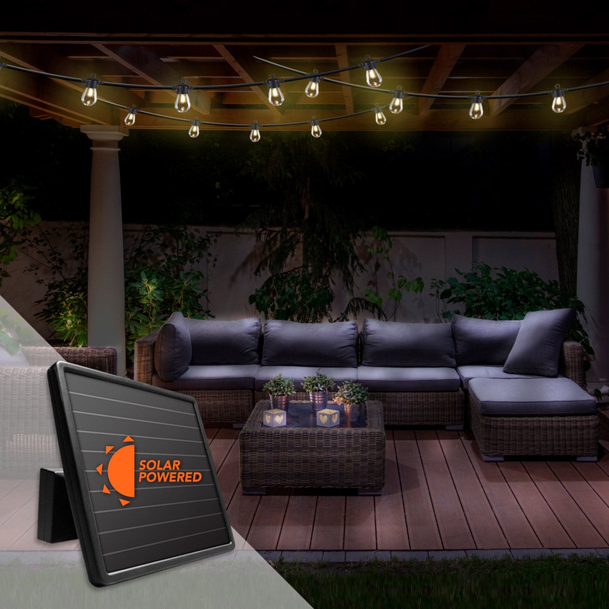 Sunforce 33' 15 LED Bulbs Solar String Light