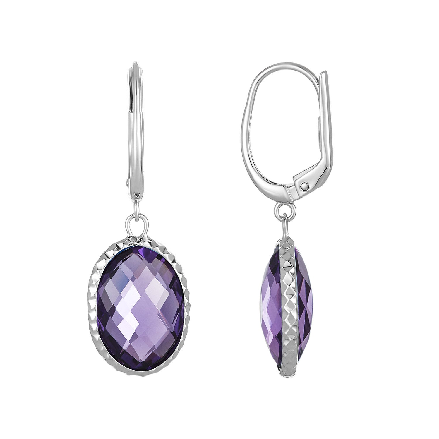 Oval Gemstone 14kt White Gold Earring