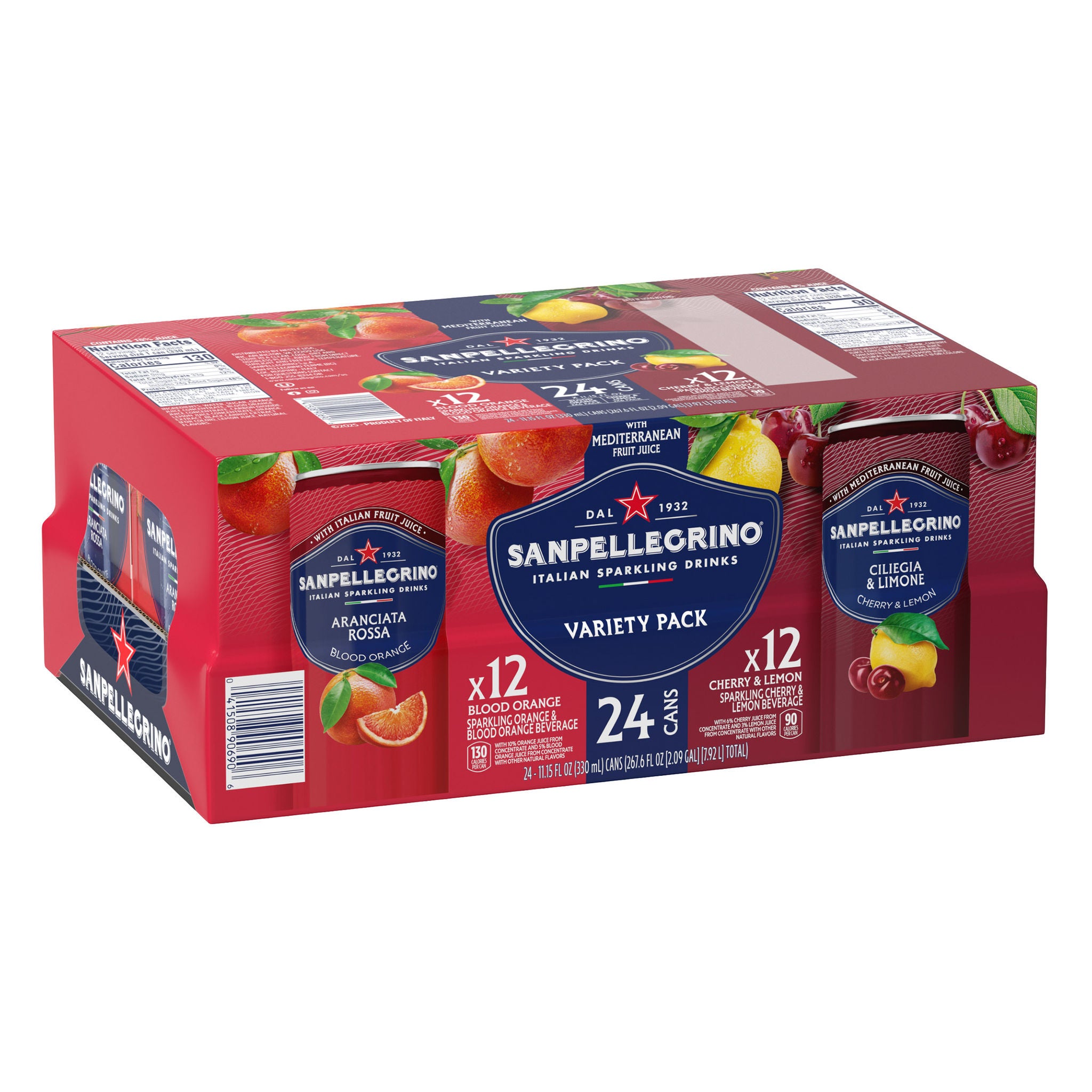 San Pellegrino Italian Sparkling Drink, Variety Pack, 11.15 fl oz, 24-count
