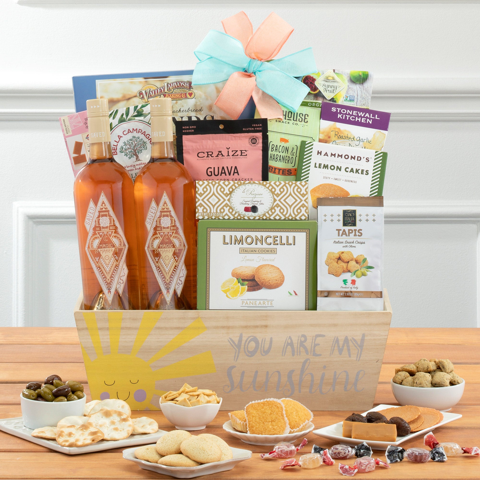 Sunshine & Wine Saved Magic Maker Rose Gift Basket CA ONLY